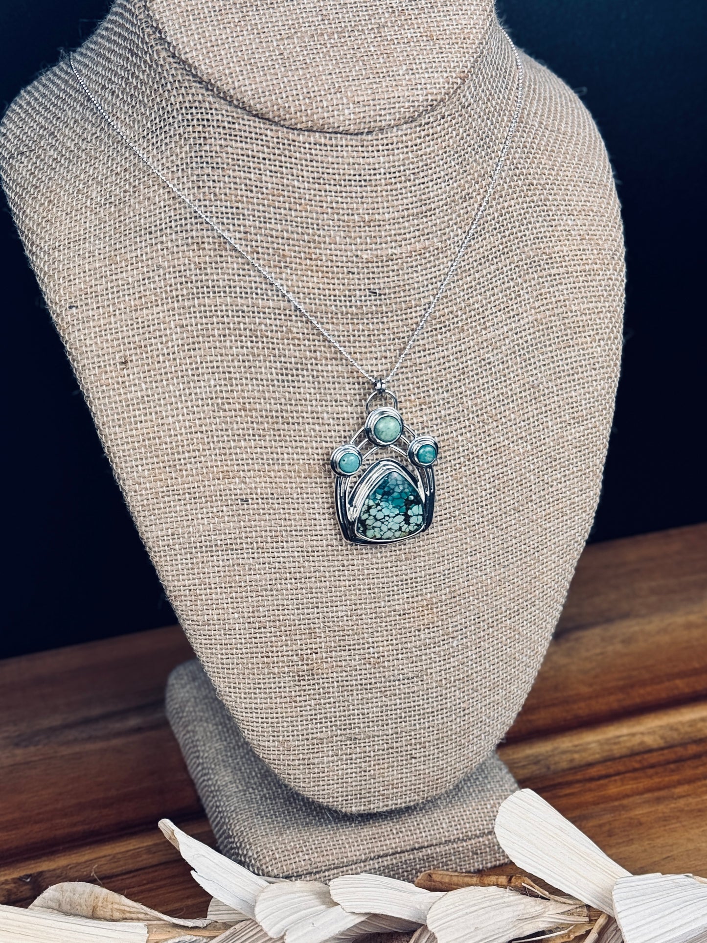 Natural Bamboo Mountain Turquoise Sterling Silver Pendant