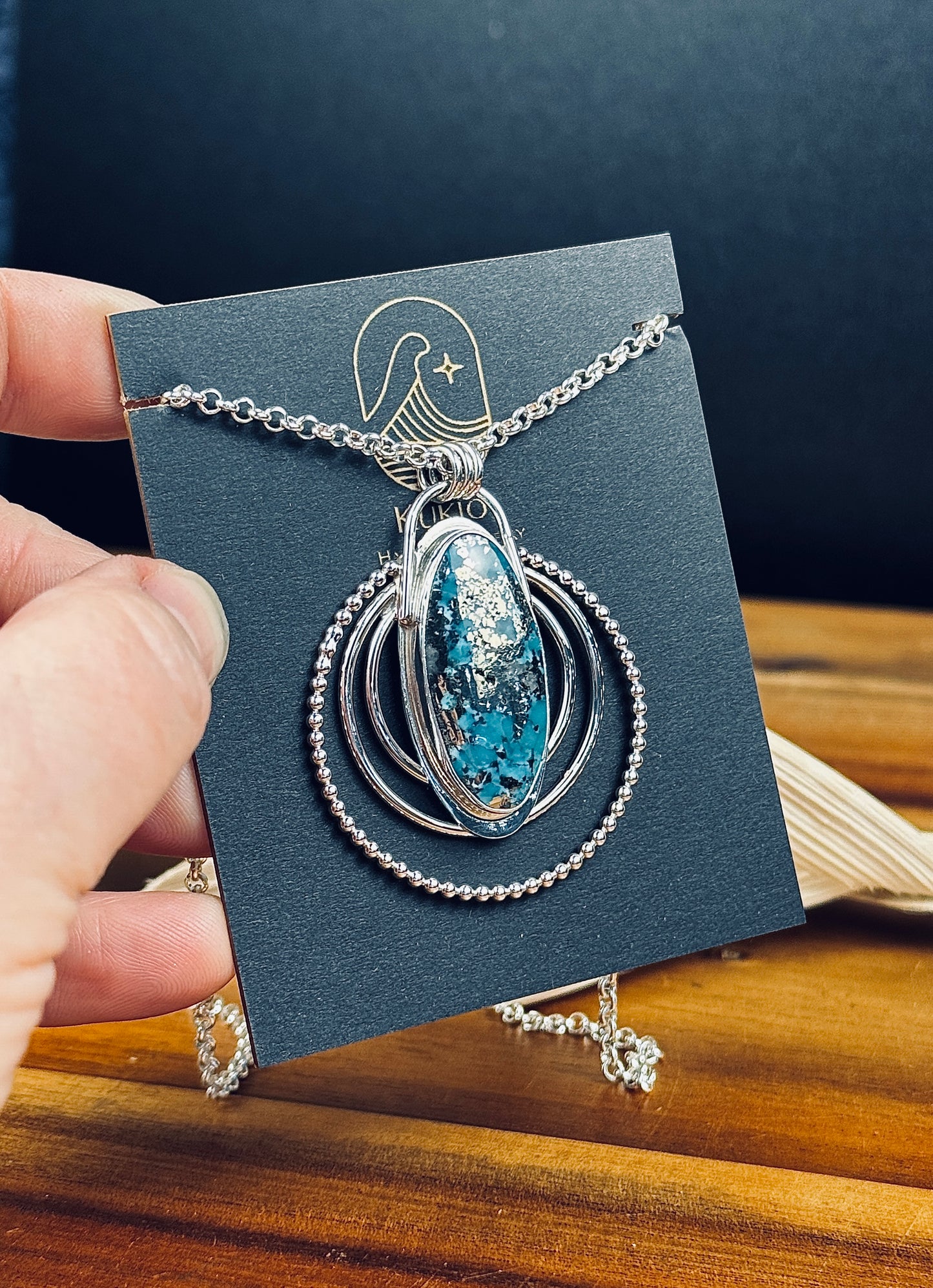 Persian Turquoise with Pyrite Sterling Silver Pendant