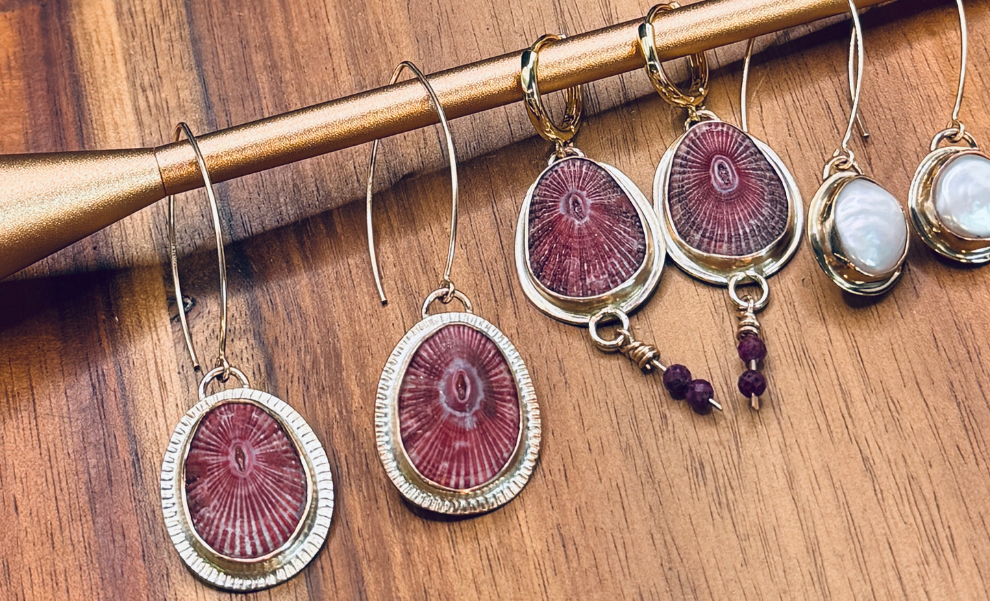 Pink Limpet Shell Gold Fill Earrings