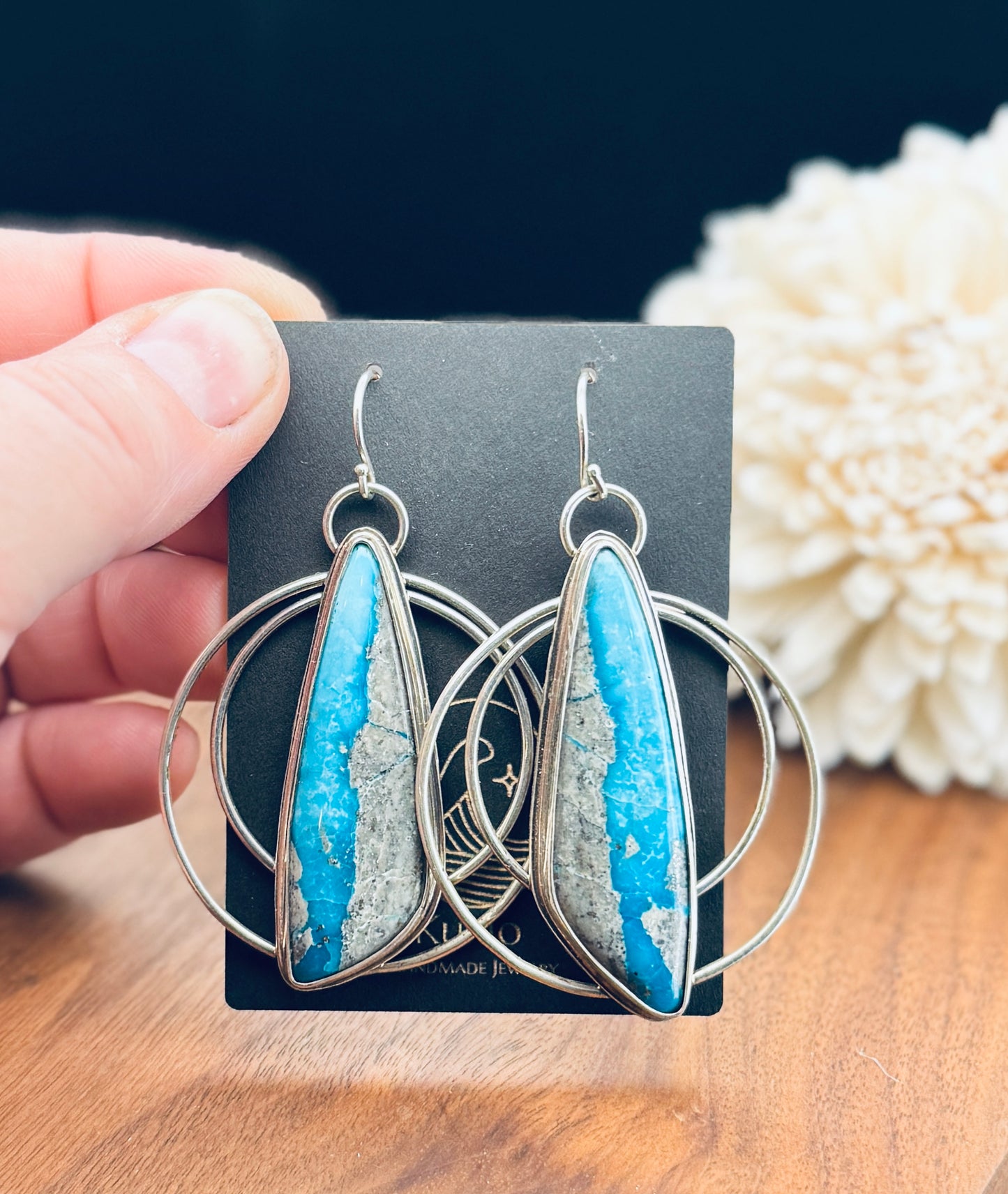 Sterling Silver Persian Turquoise Hoop Earrings