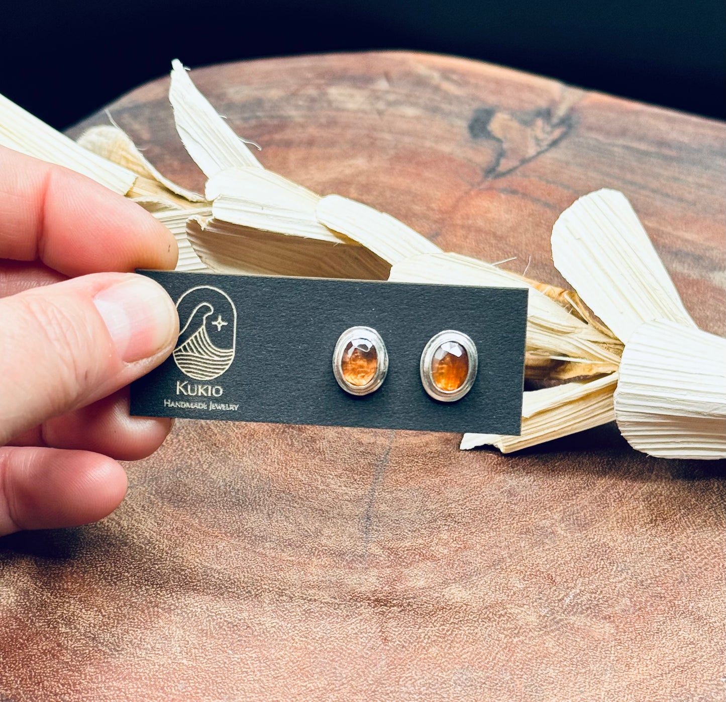 Natural Brown Zircon Sterling Silver Stud Earrings