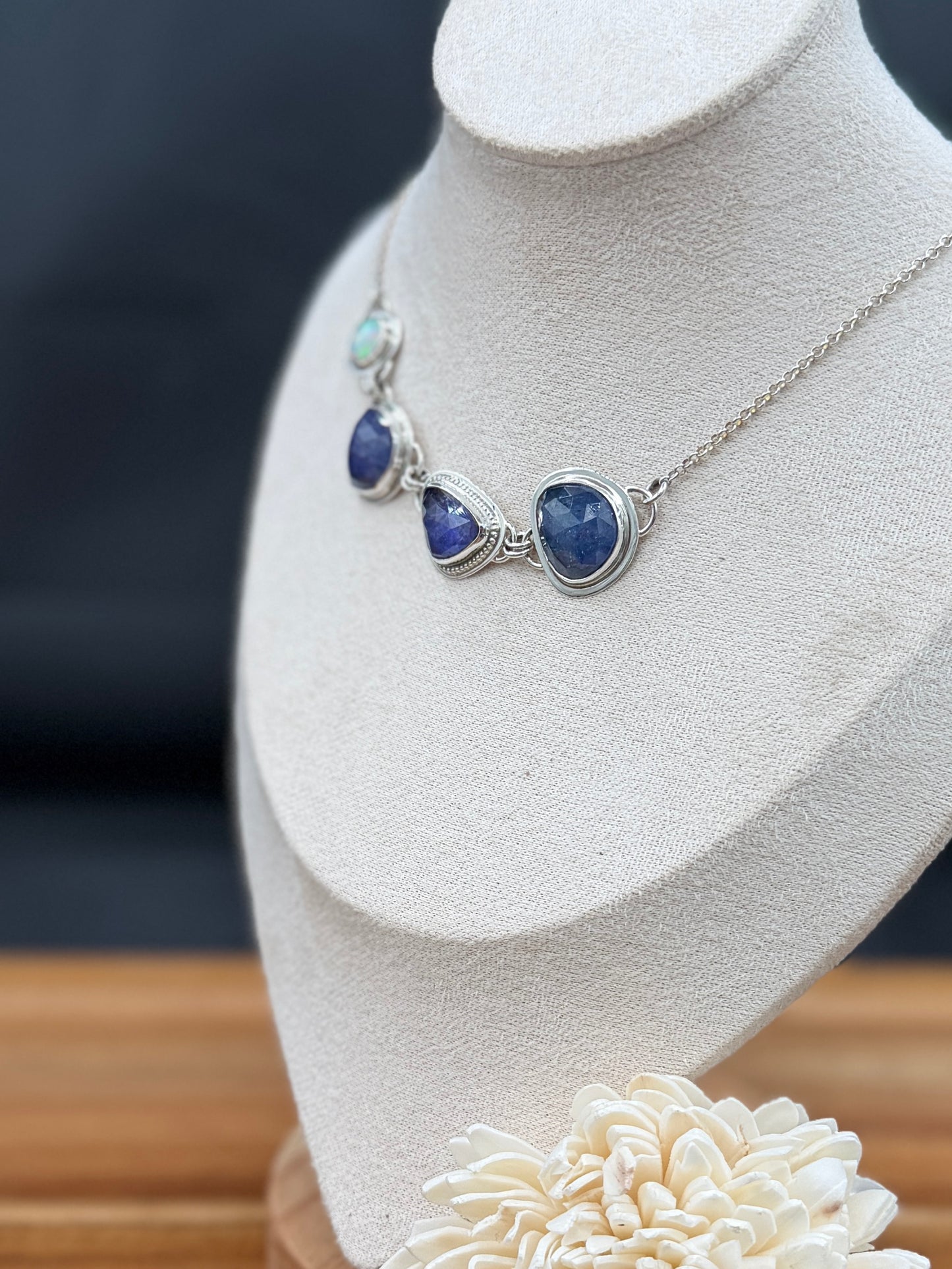 Tanzanite with Iolite and Opal Necklace