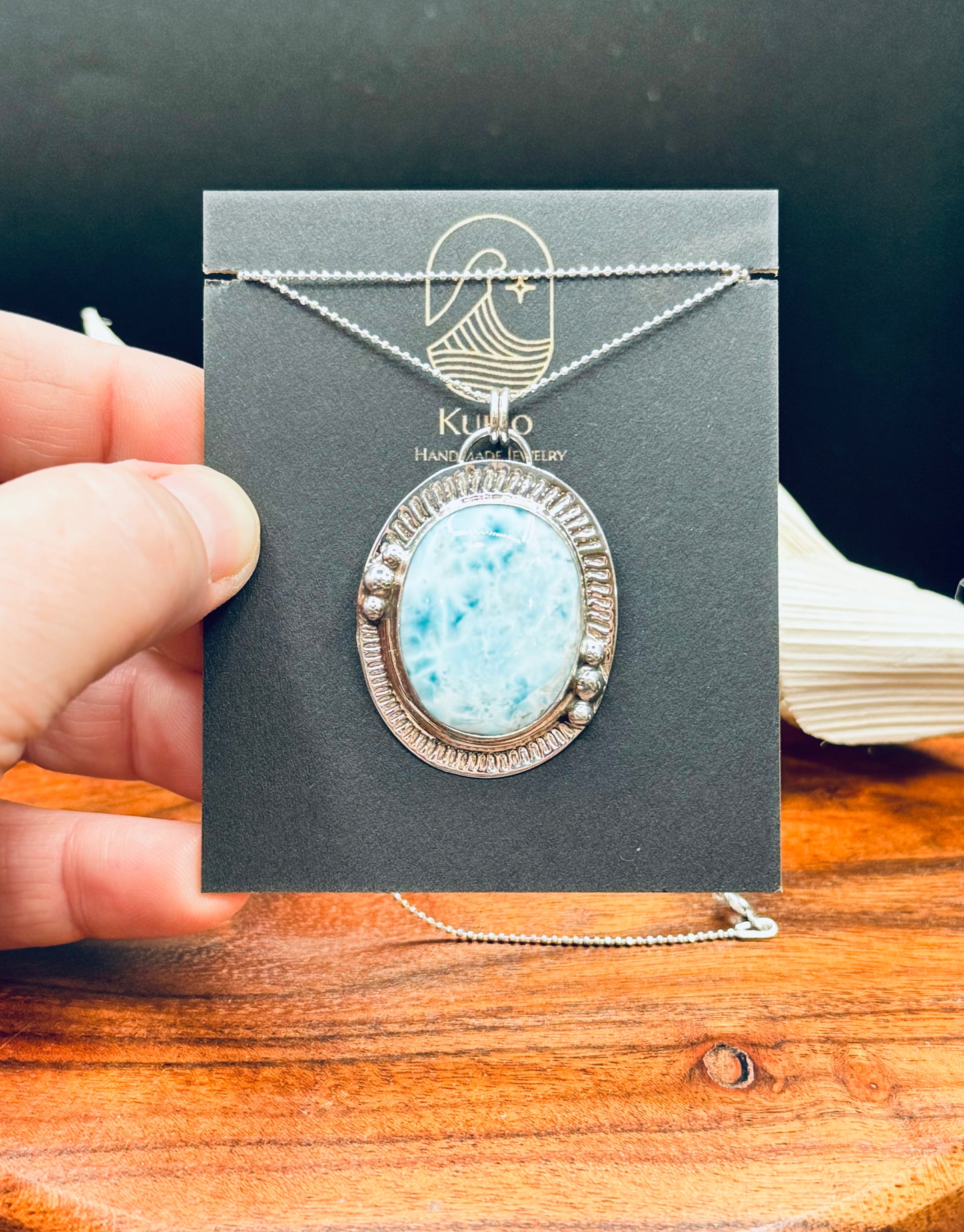 Sterling Silver Larimar Pendant Necklace