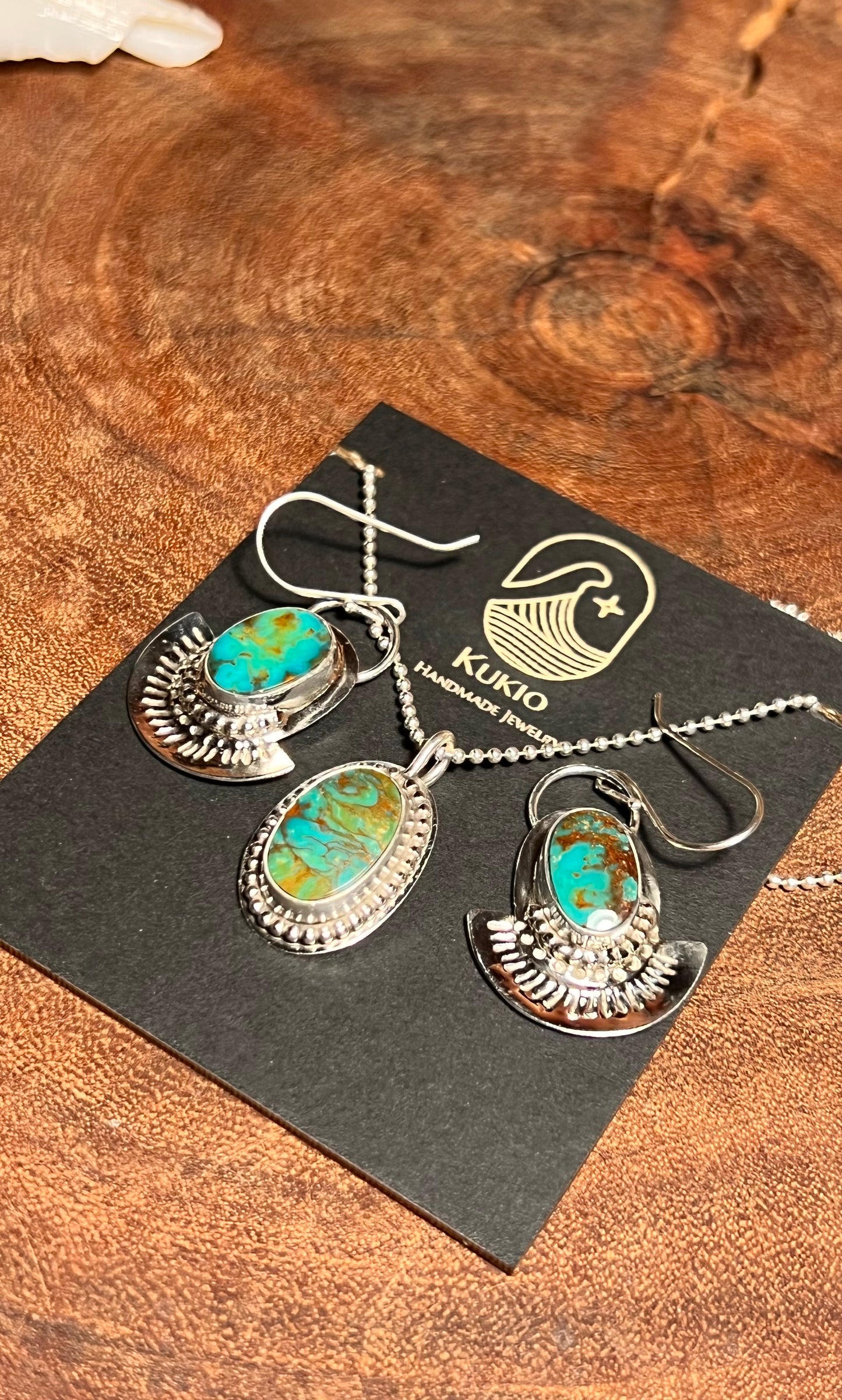Mountain Turquoise Sterling Silver Patterned Earrings