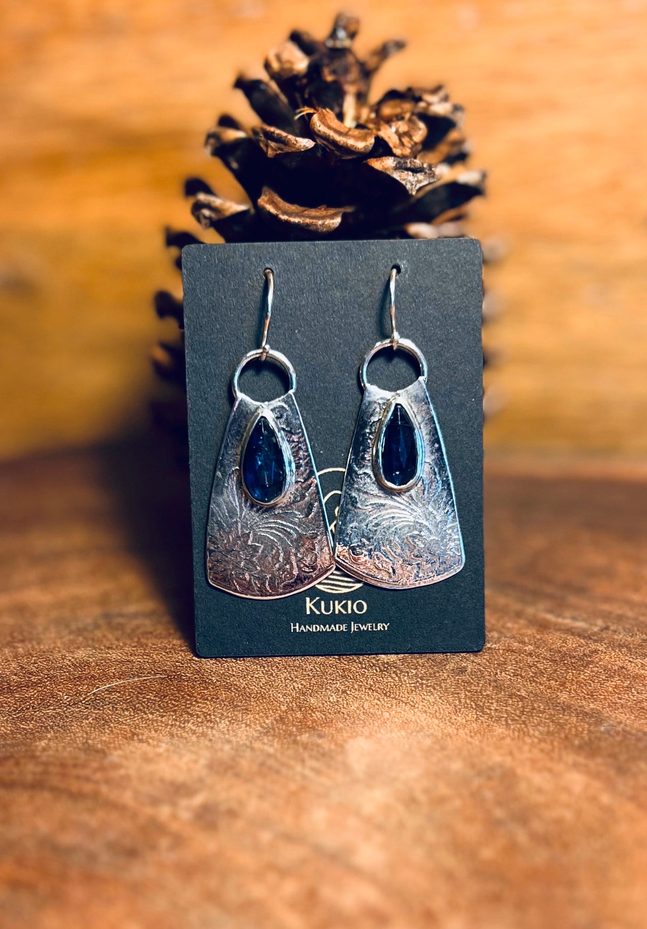 Bio Kyanite Sterling Silver Patterned Earrings