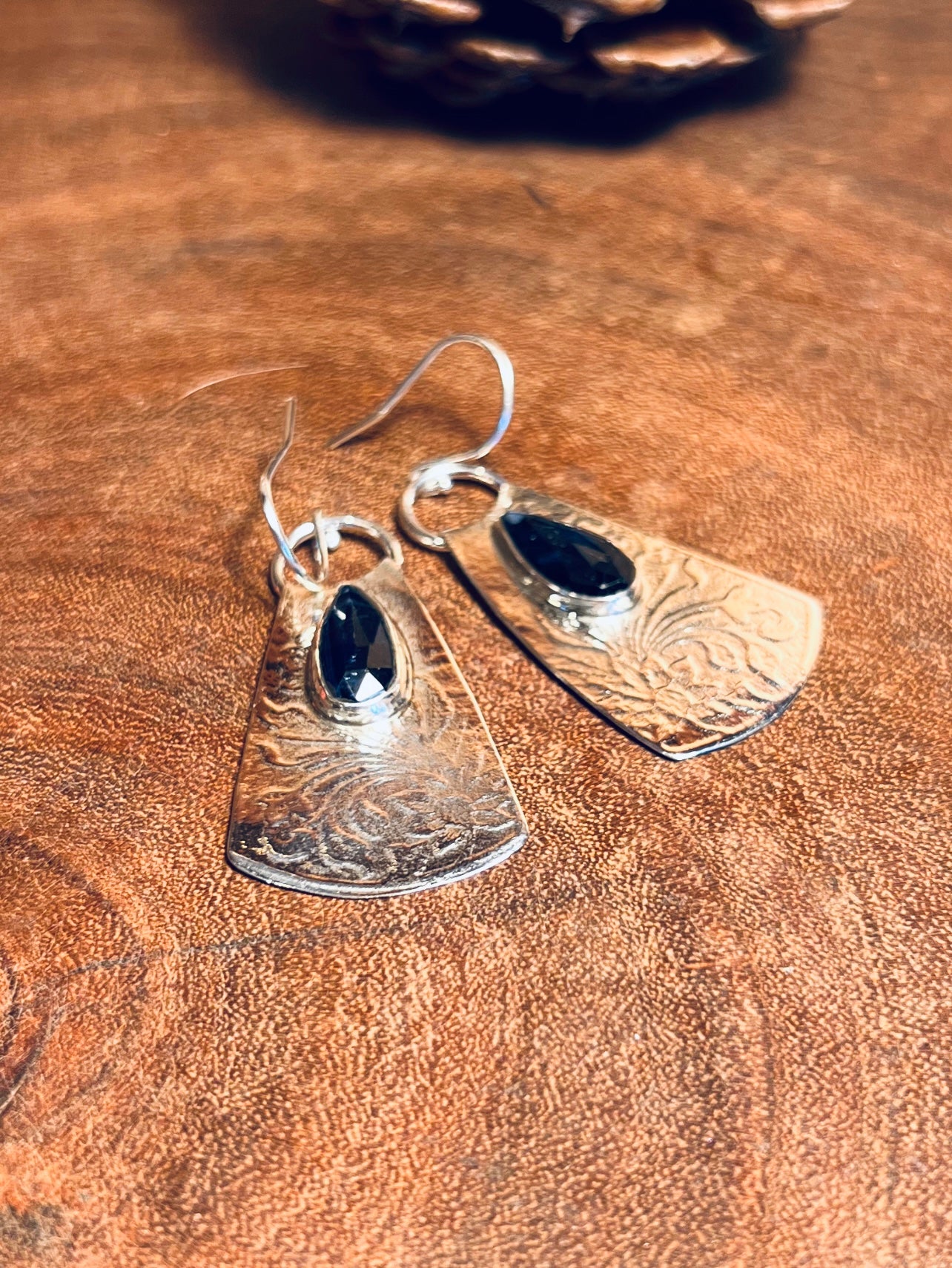 Bio Kyanite Sterling Silver Patterned Earrings