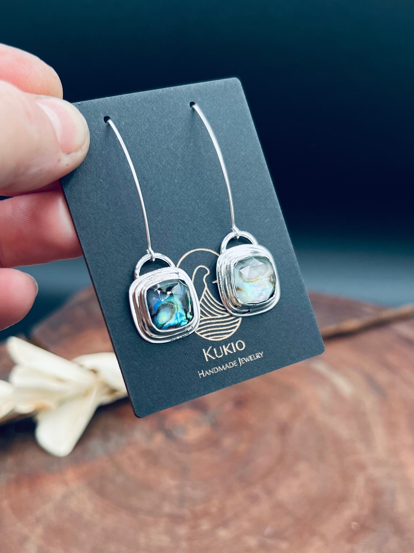 Abalone Doublet Sterling Silver Dangle Earrings