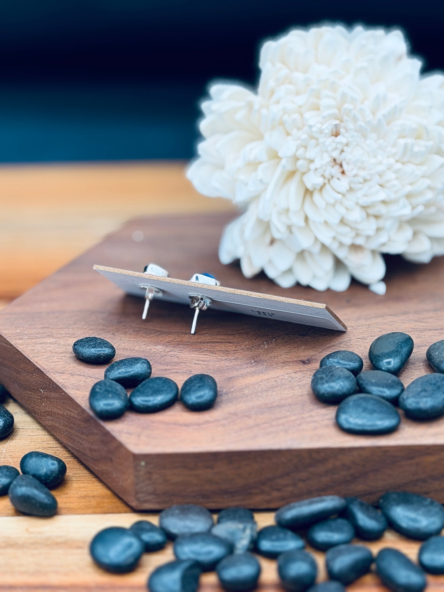 Sterling Silver Lapis Tear Drop Stud Earrings