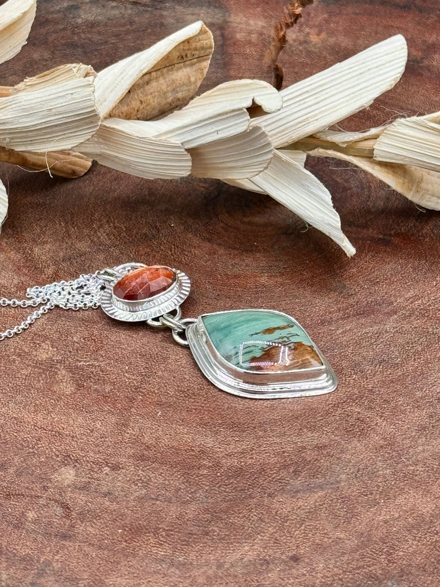 Gary Green and Madras Sunstone Sterling Silver Pendant