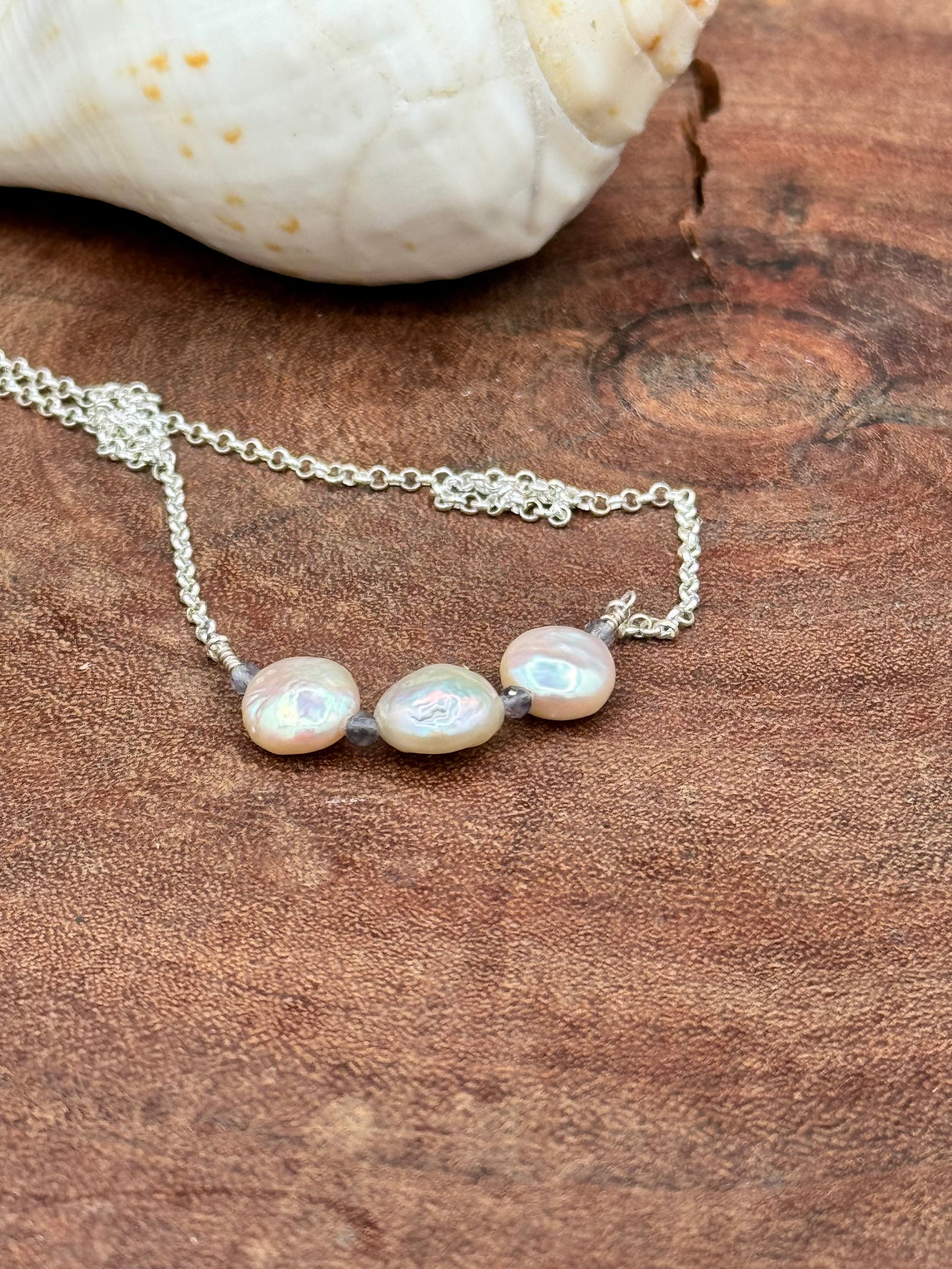 Pearl and Amethyst Bead Sterling Silver Necklace