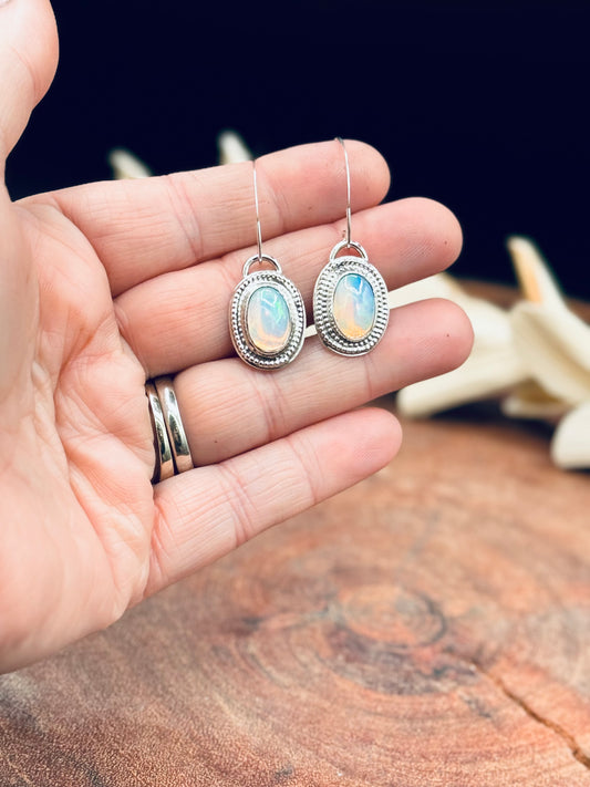 Natural Opal Sterling Silver Dangle Earrings