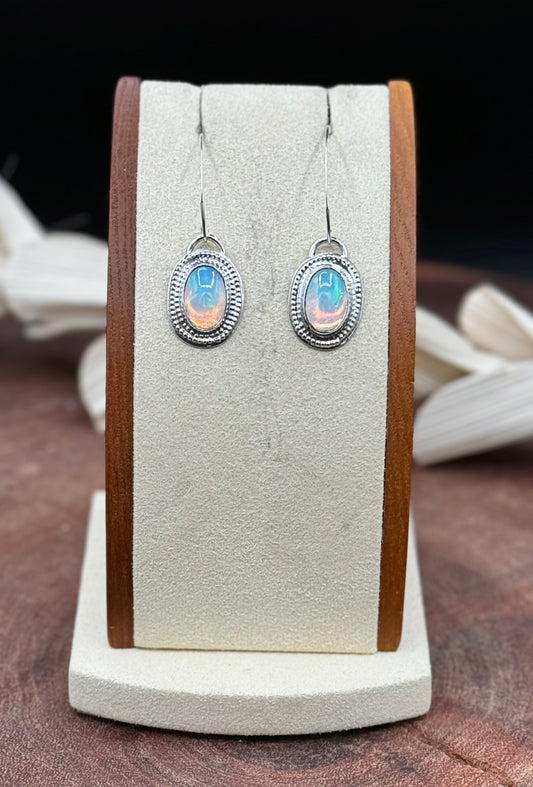 Natural Opal Sterling Silver Dangle Earrings
