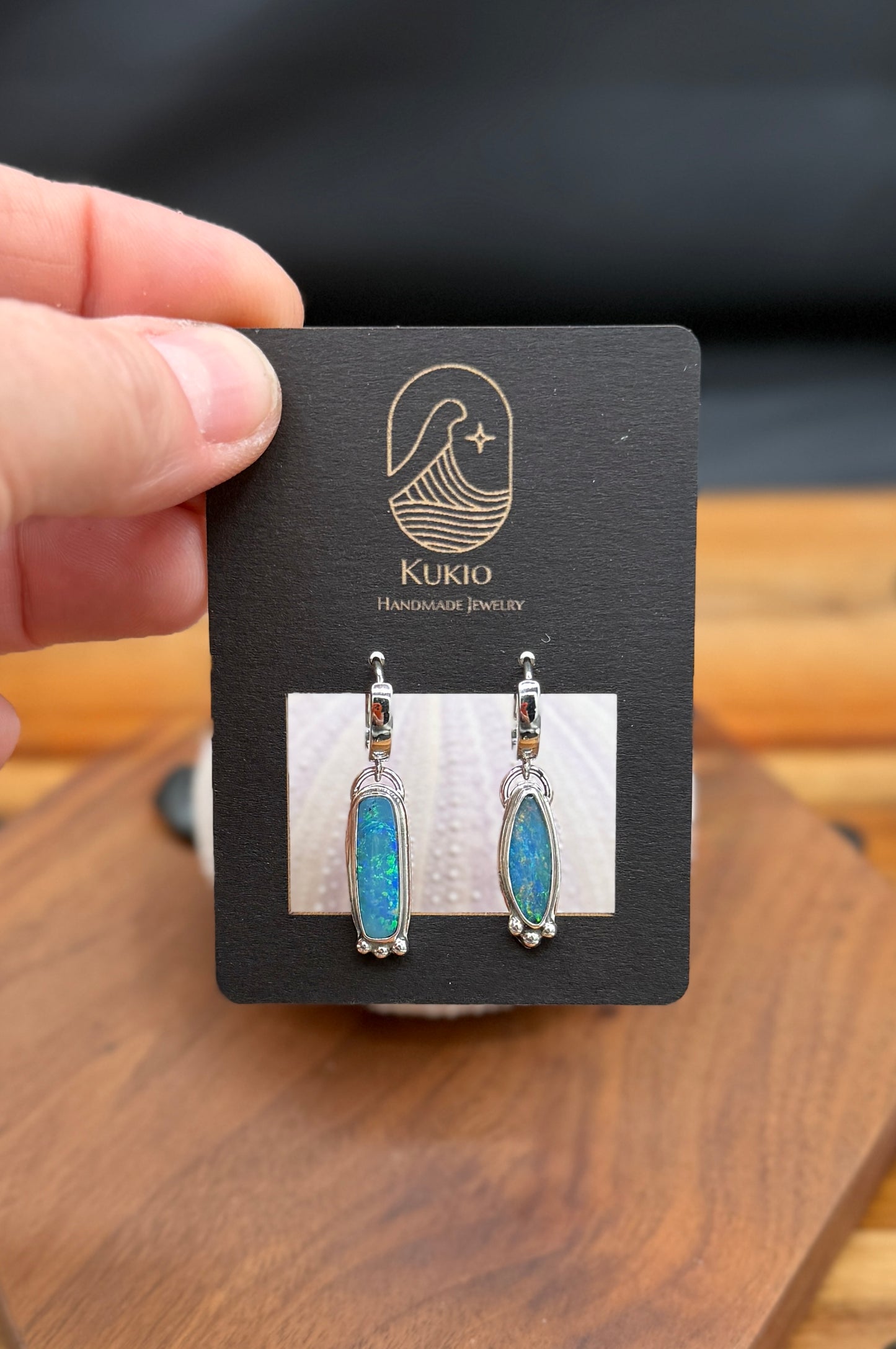 Sterling Silver Natural Coober Pedy Opal Huggie Earrings