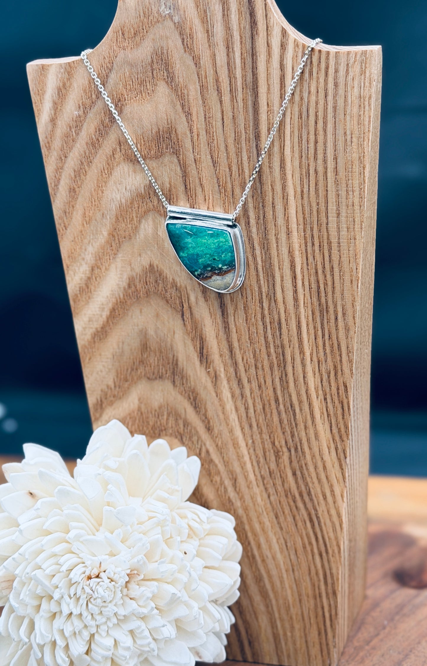 Sterling Silver Opalized Wood Pendant