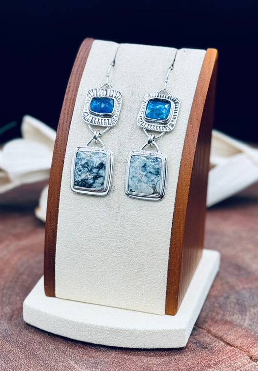 Ivory Creek Variscite and Blue Kyanite Earrings