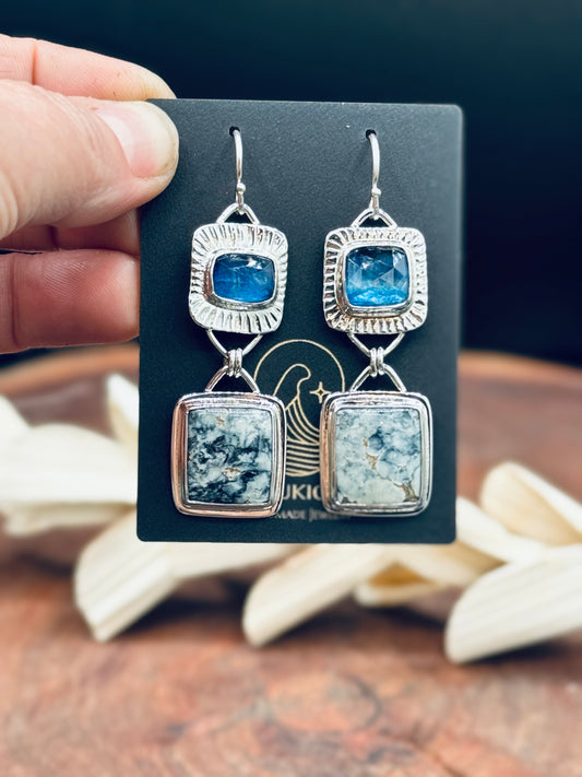 Ivory Creek Variscite and Blue Kyanite Earrings