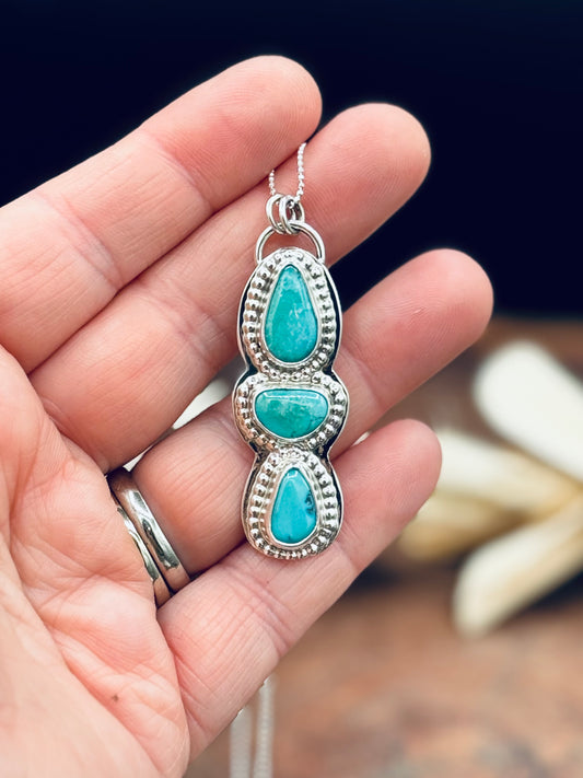 Sterling Silver Sleeping Beauty Turquoise Pendant Necklace