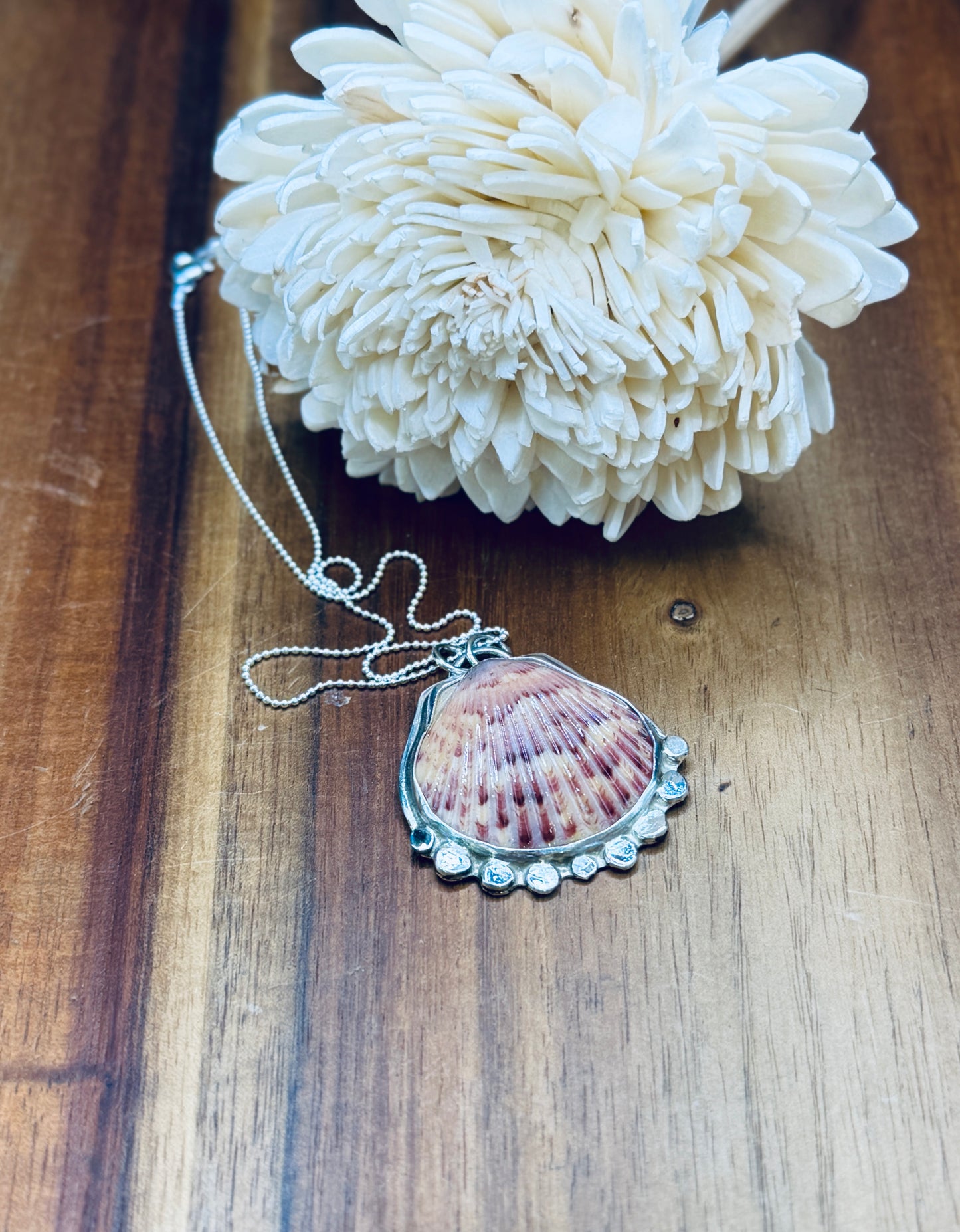 Sunset Sterling Silver Scallop Shell Pendant
