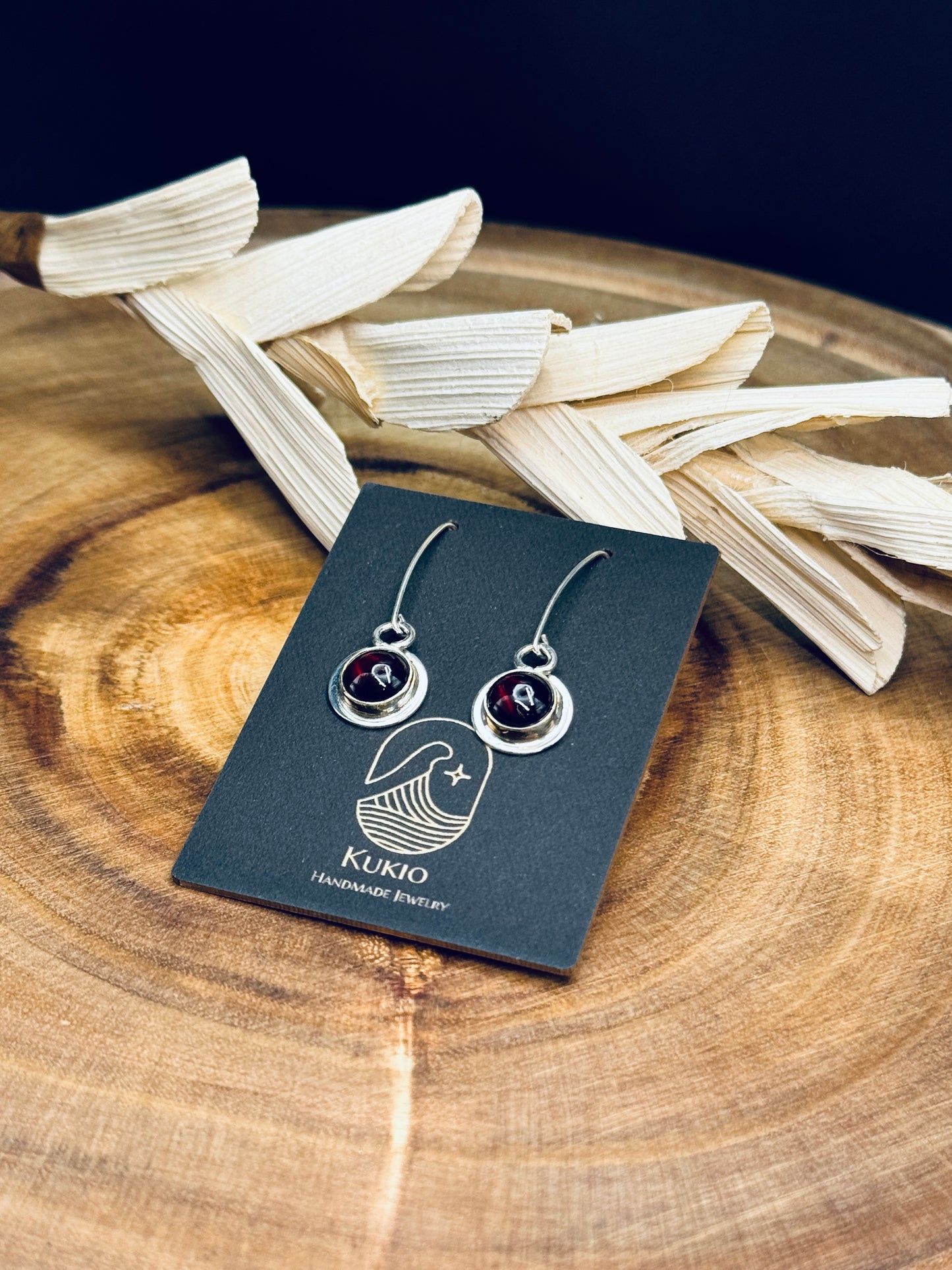 Sterling Silver Garnet Dangle Earrings