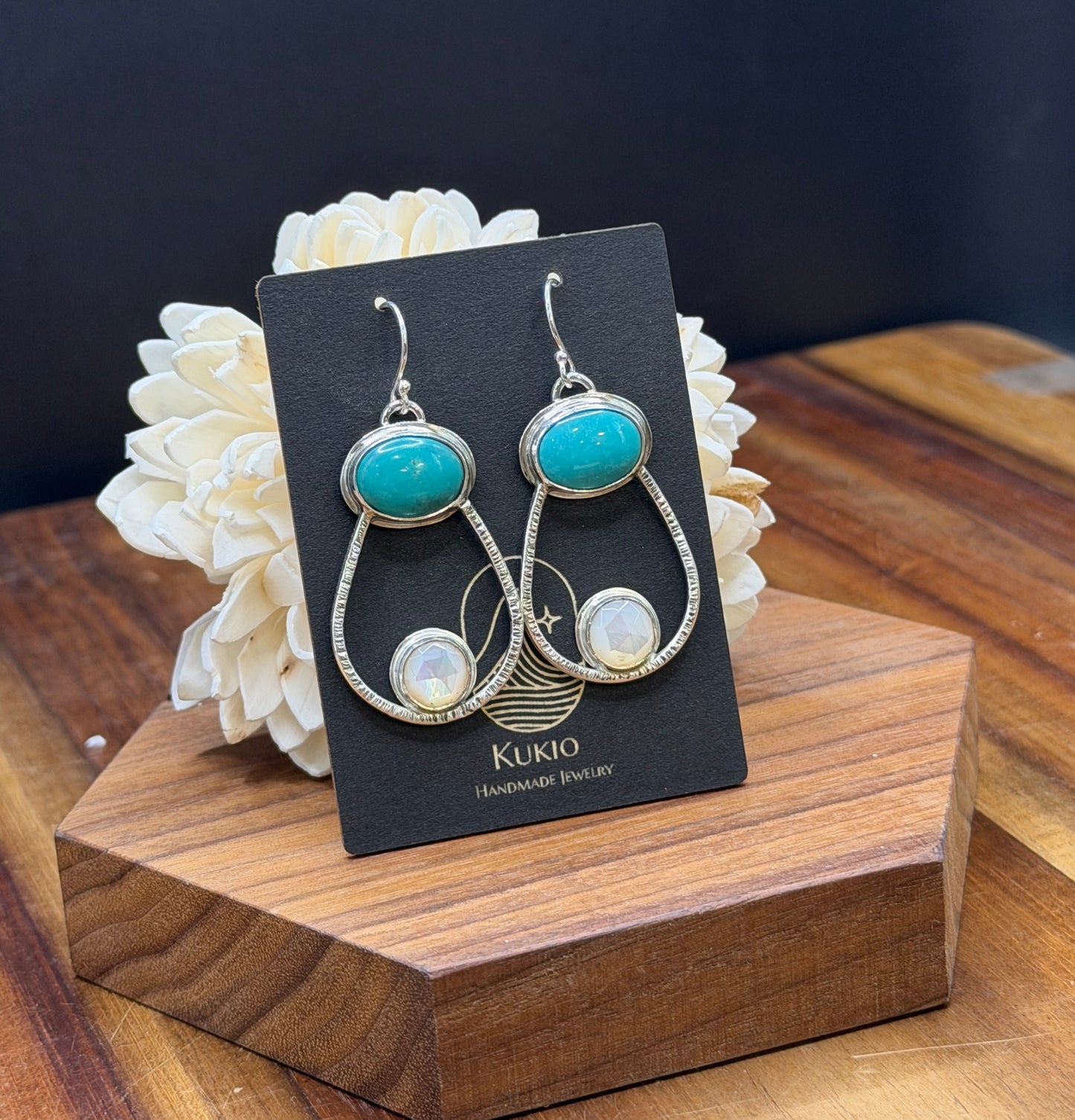 Sterling Silver Turquoise and Mother of Pearl Earrings