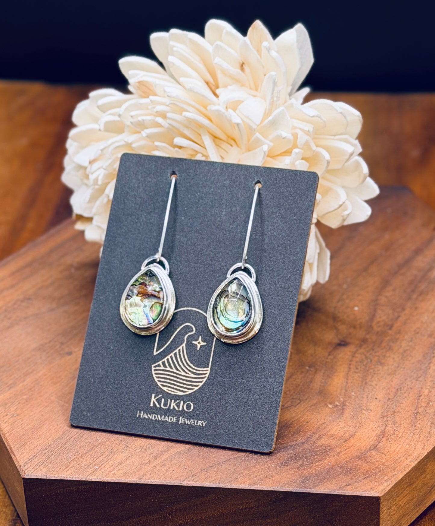 Sterling Silver Abalone and Himalayan Quartz Earrings