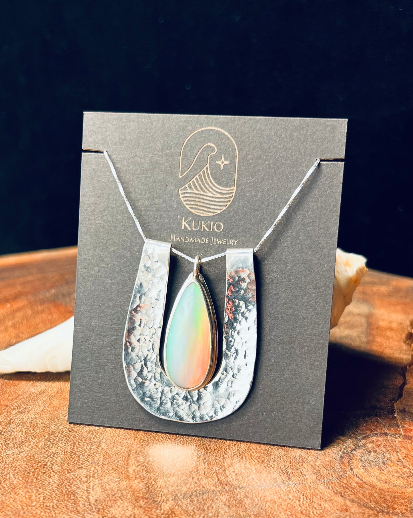 Aurora Opal Sterling Silver Necklace