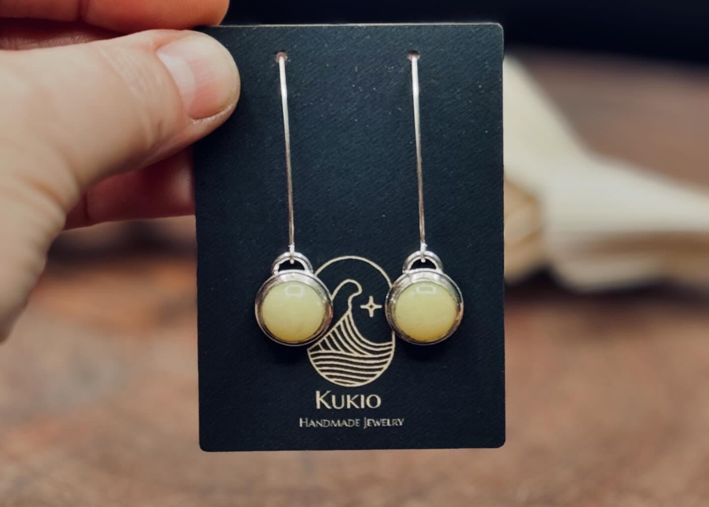 Sterling Silver Yellow Serpentine Dangle Earrings