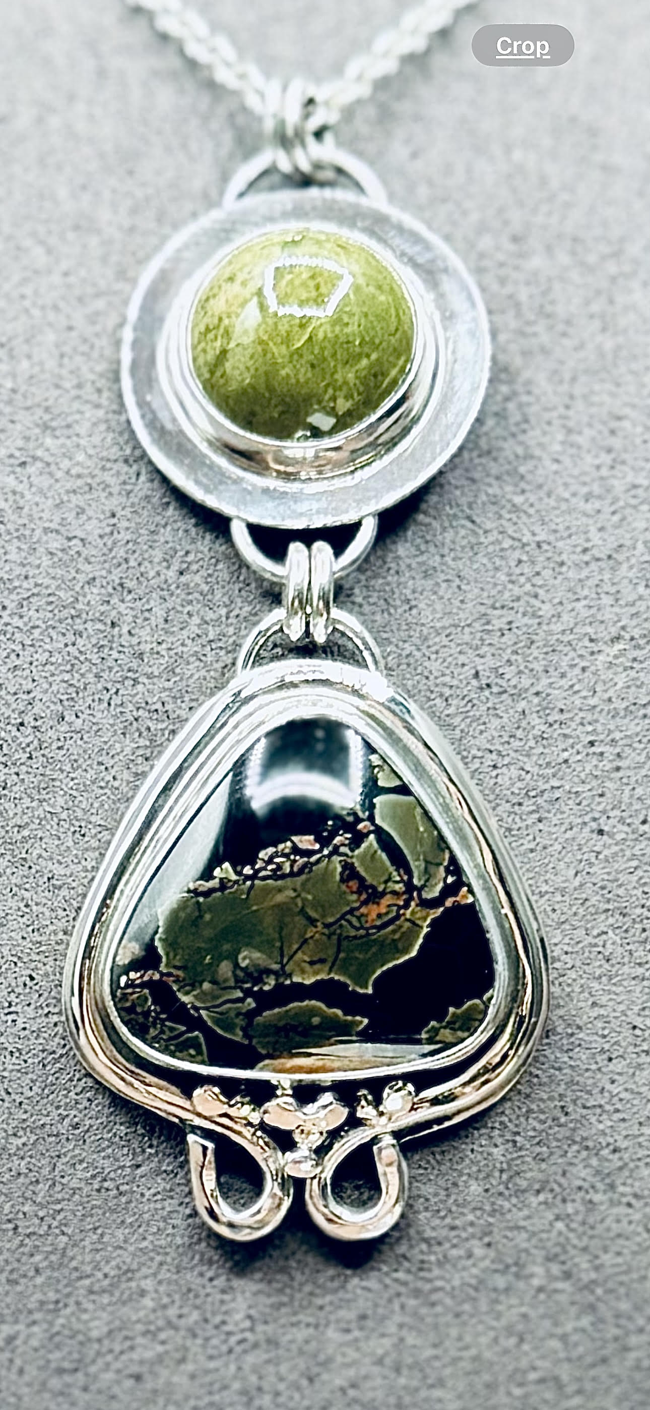Whiskey Creek Jasper and Vesuvianite Sterling Silver Pendant