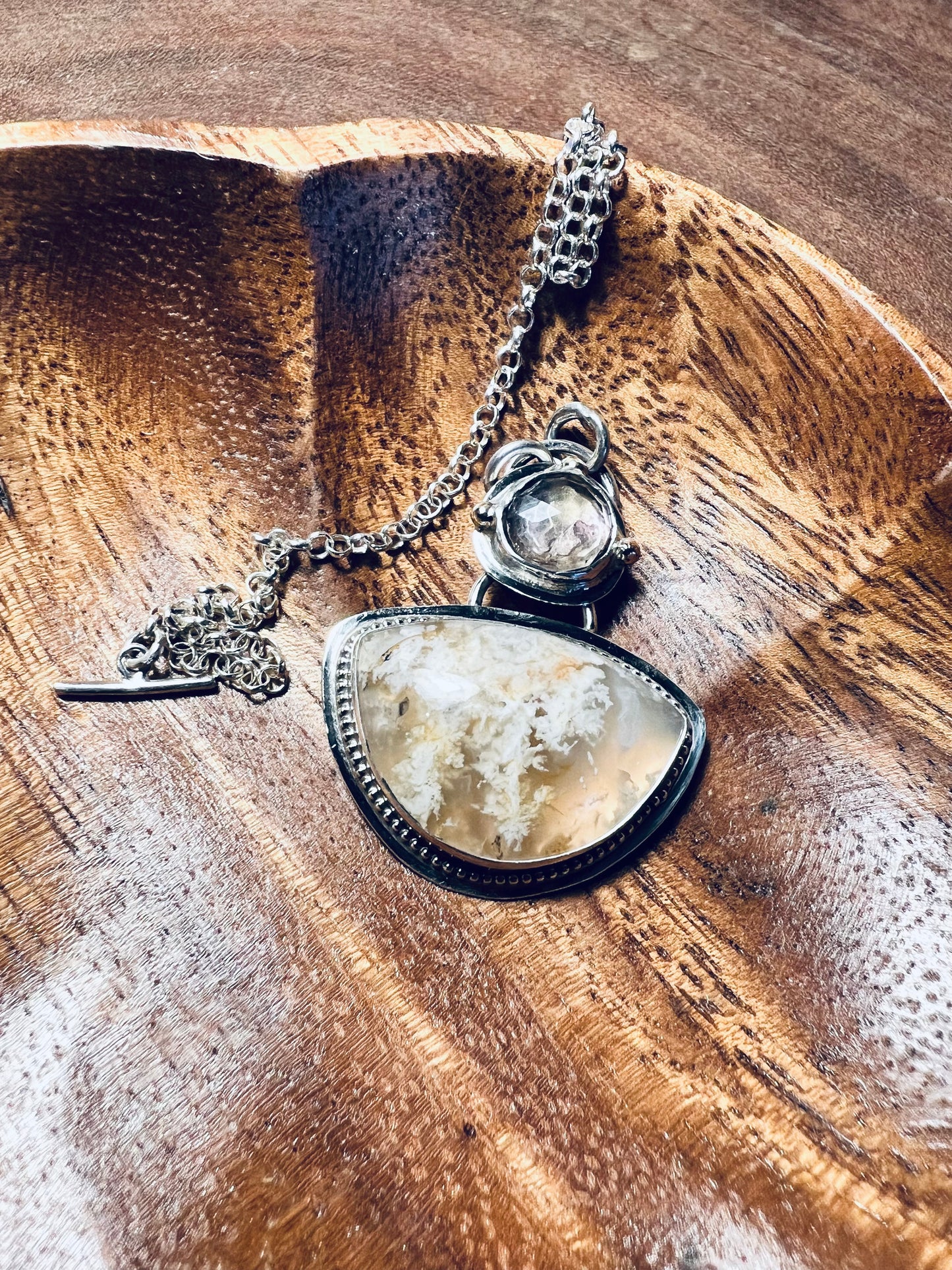 Bella Vista Plume Agate and Ametrine Sterling Silver/14k Gold Pendant