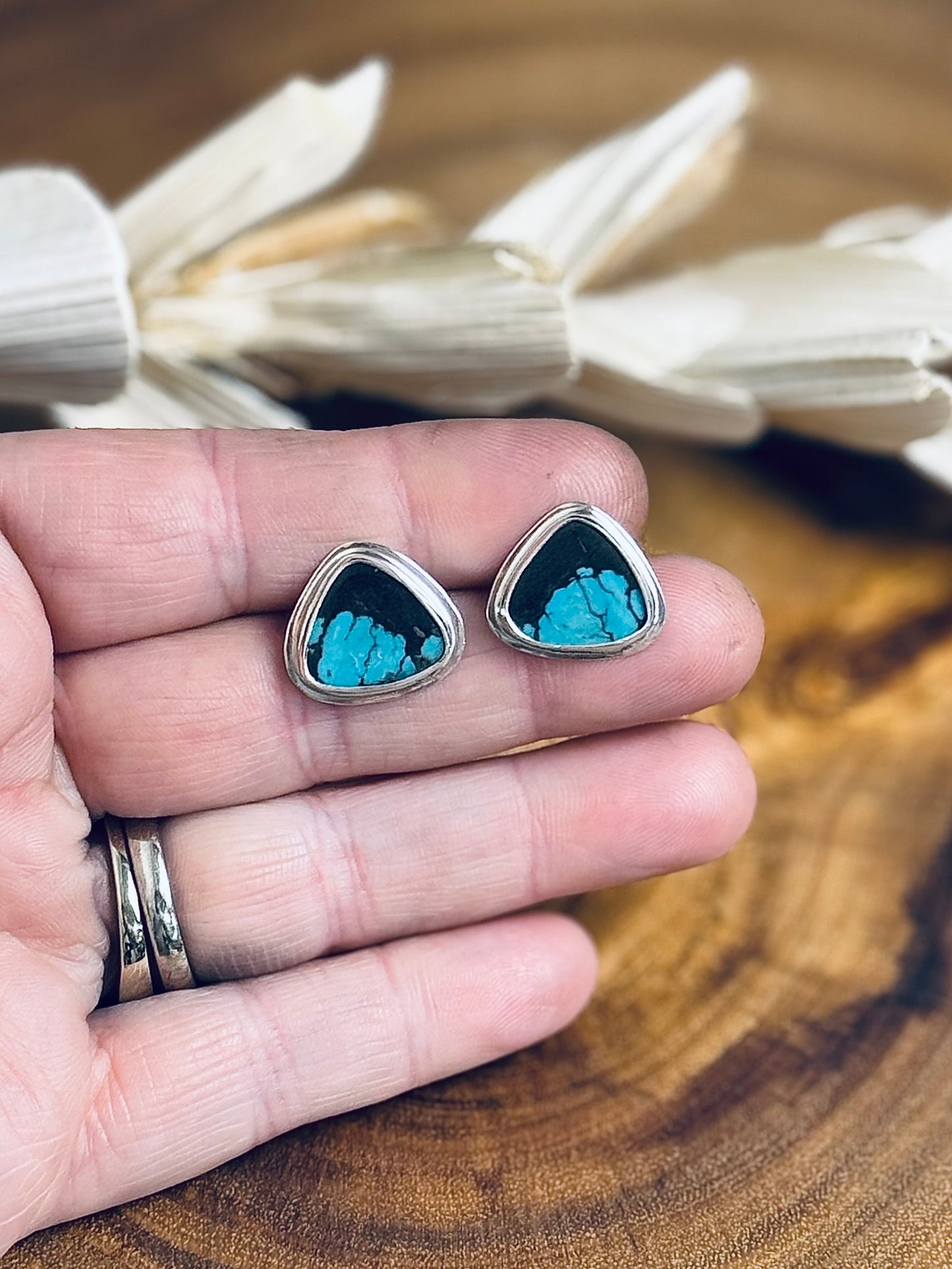 Black and Blue Hubei Turquoise Earrings