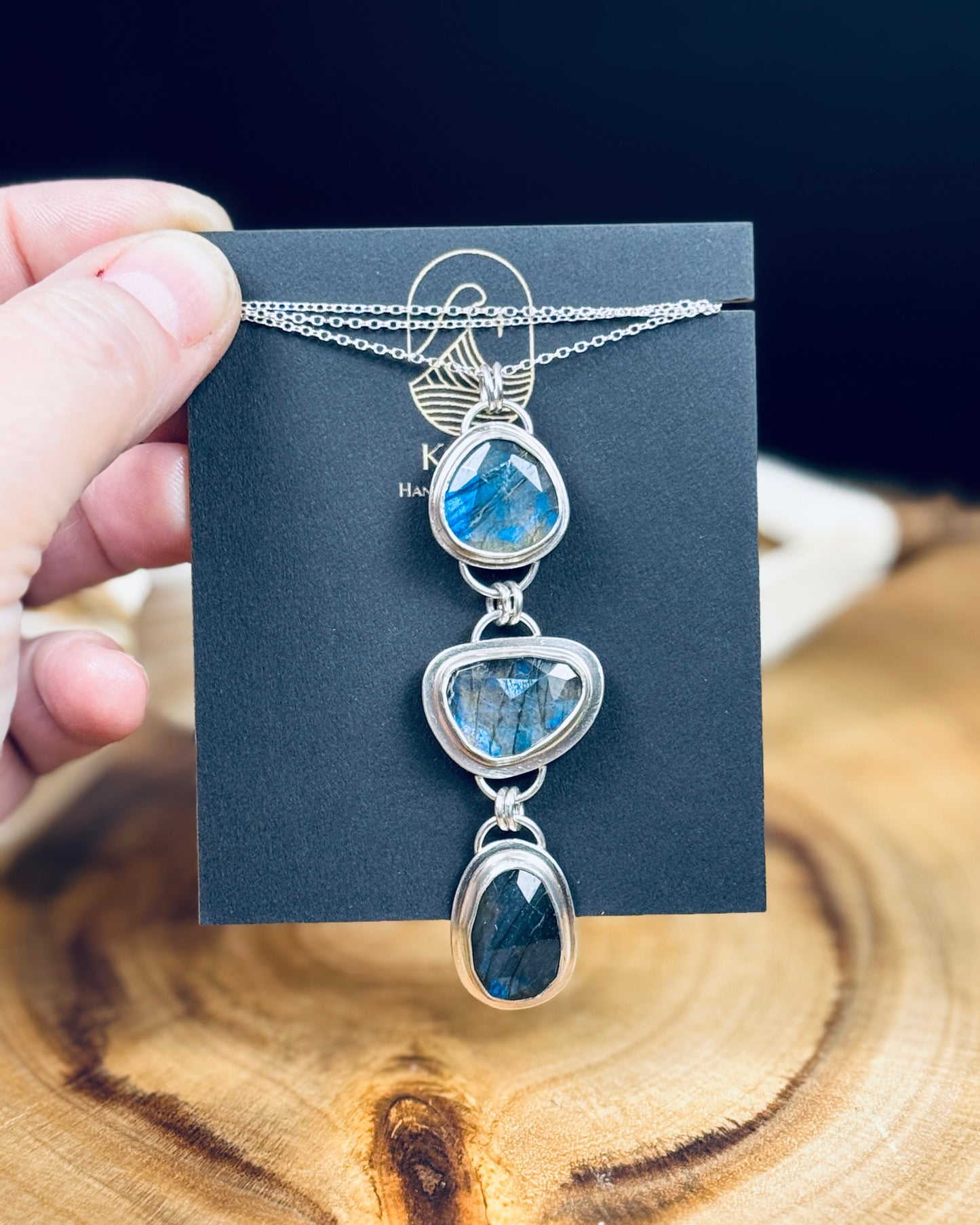 Sterling Silver Blue Flash Labradorite Pendant Necklace