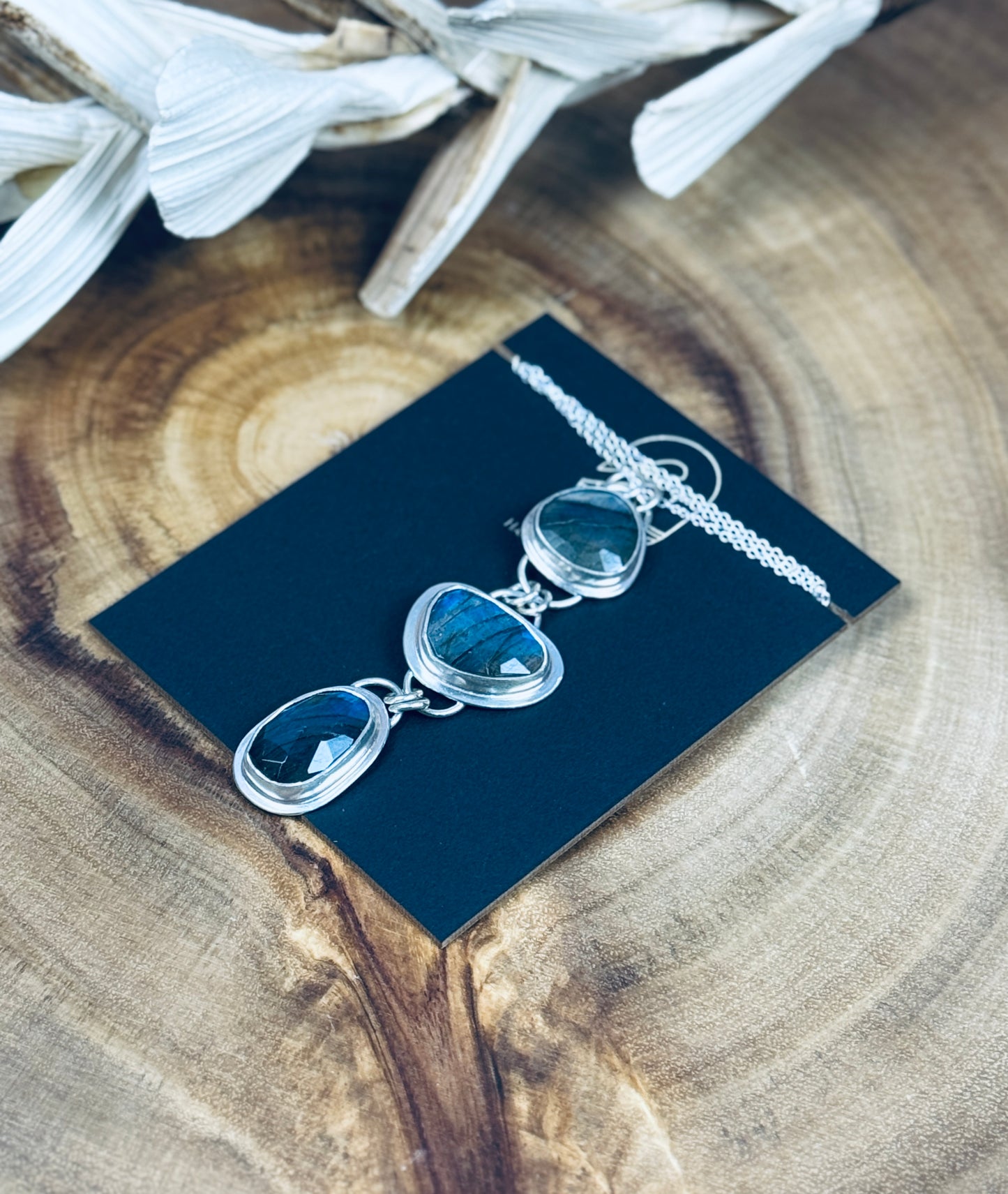 Sterling Silver Blue Flash Labradorite Pendant Necklace