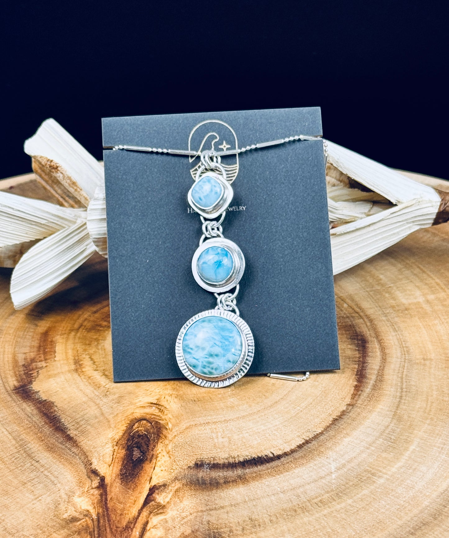 Sterling Silver Triple Larimar Pendant Necklace