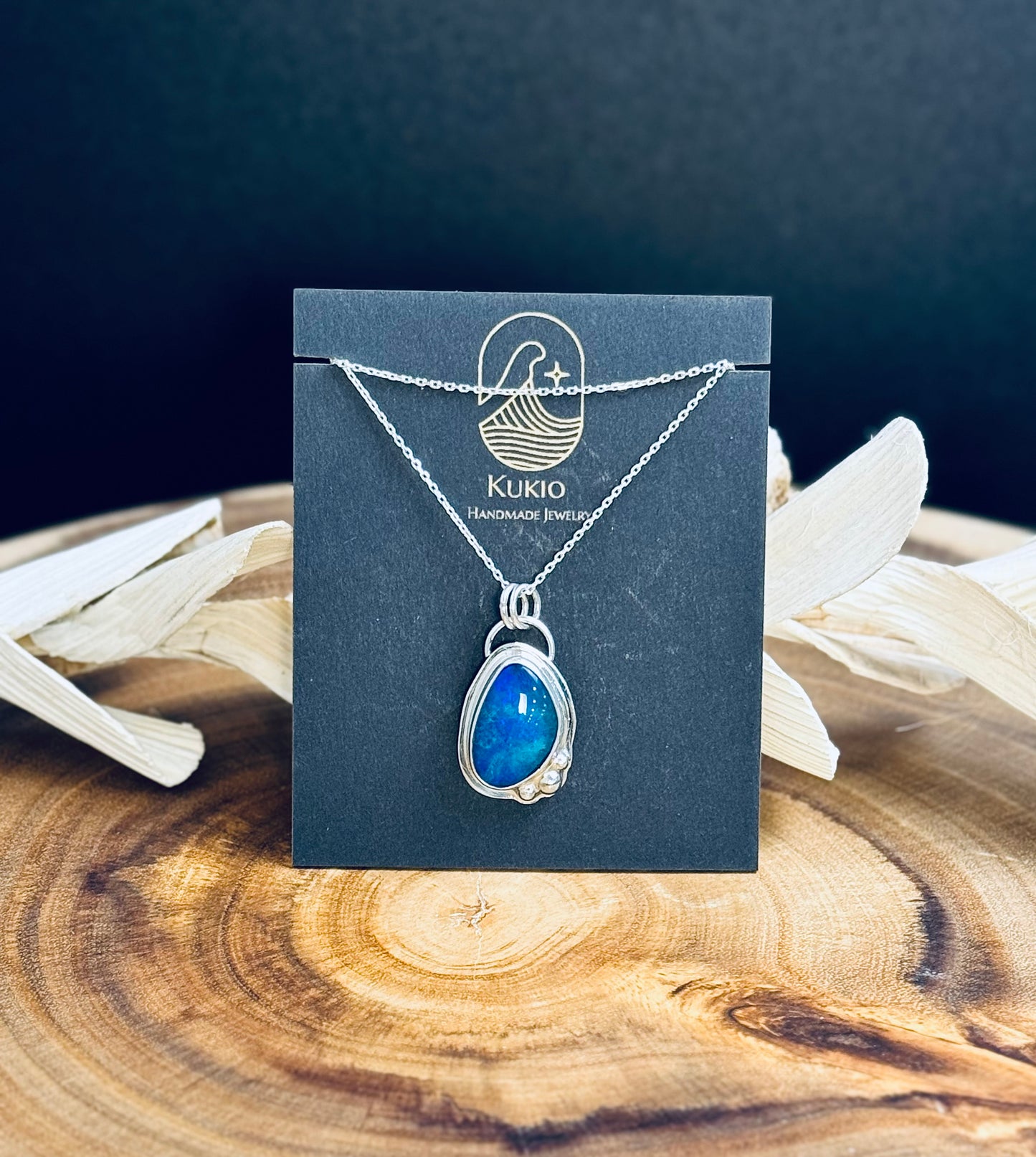 Sterling Silver Boulder Opal Doublet Pendant Necklace