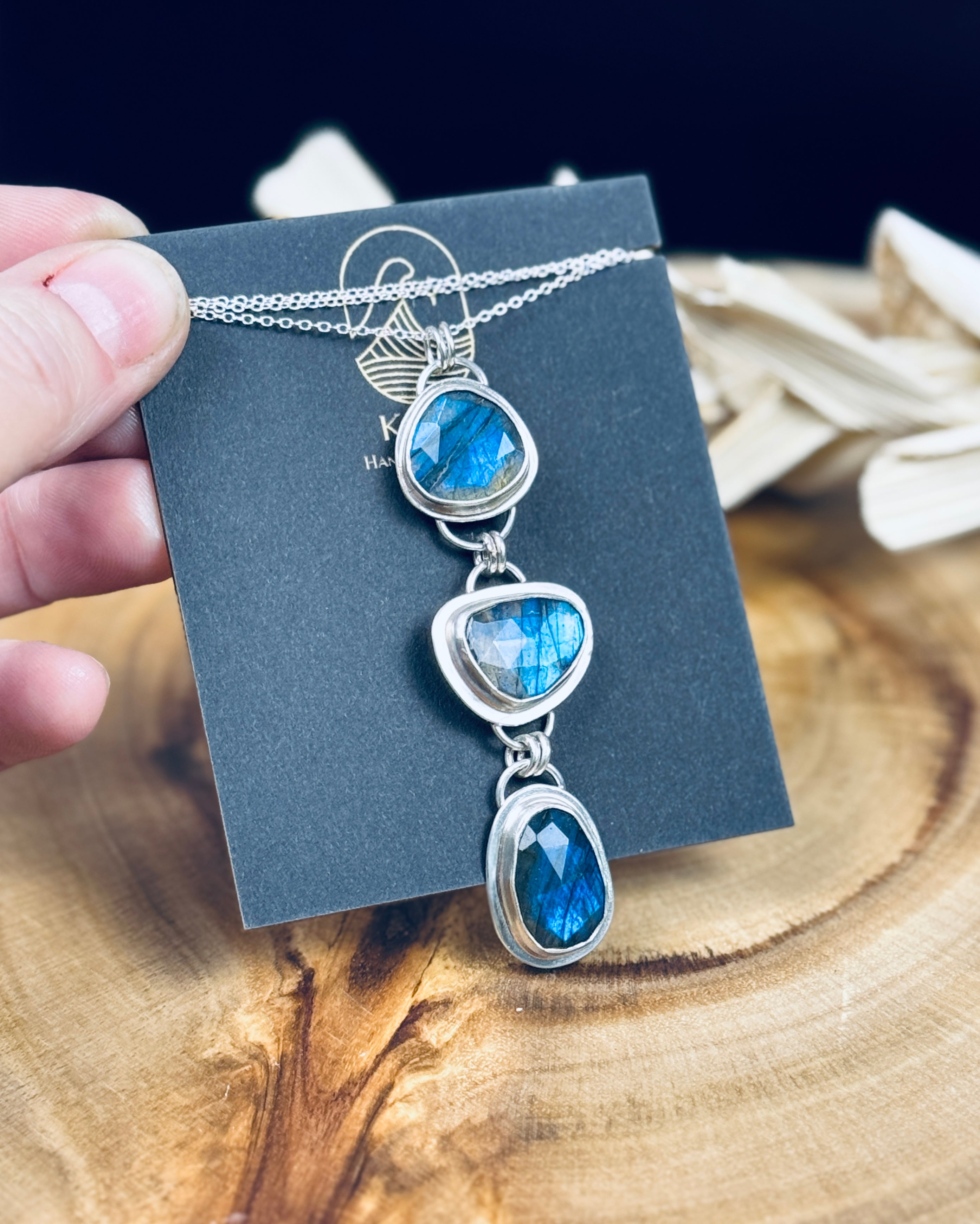 Stunning 925 Sterling Silver Labradorite Blue Topaz orders Necklace