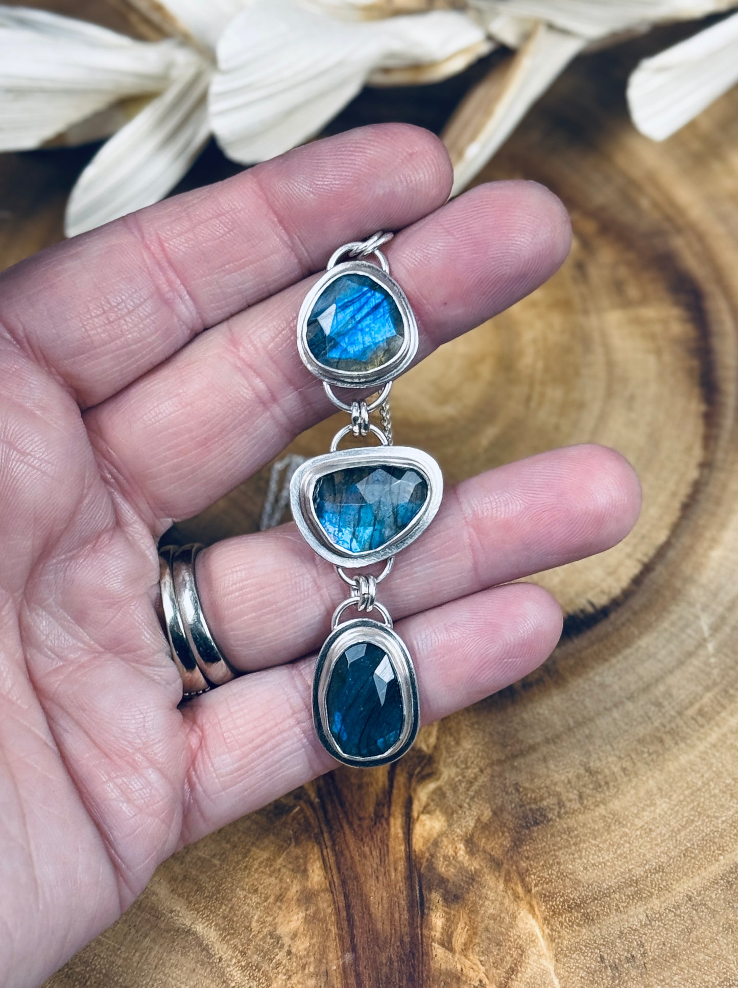 Sterling Silver Blue Flash Labradorite Pendant Necklace