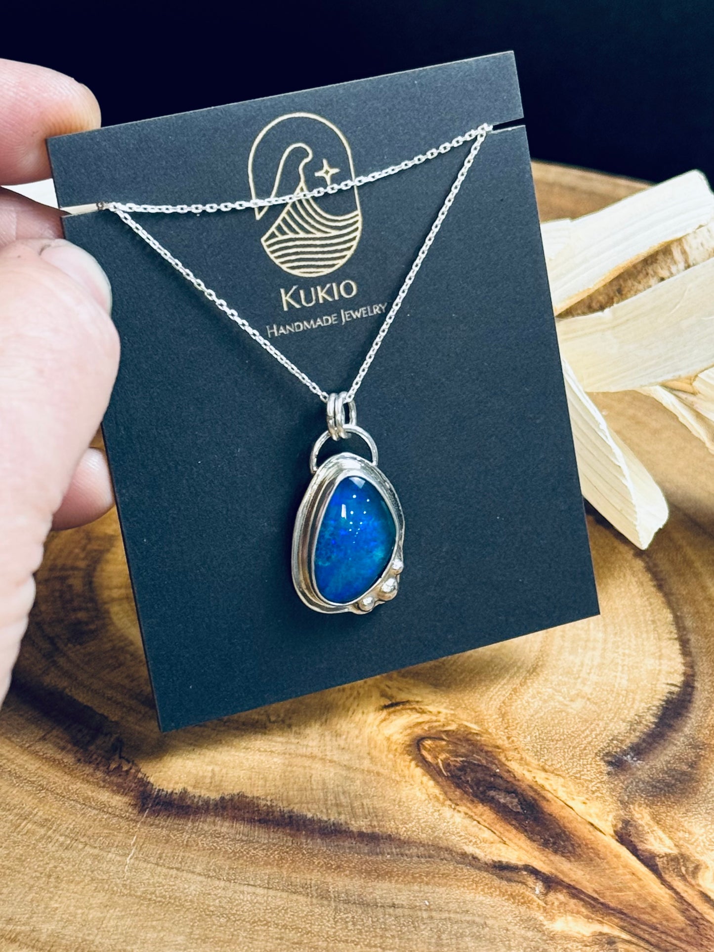 Sterling Silver Boulder Opal Doublet Pendant Necklace