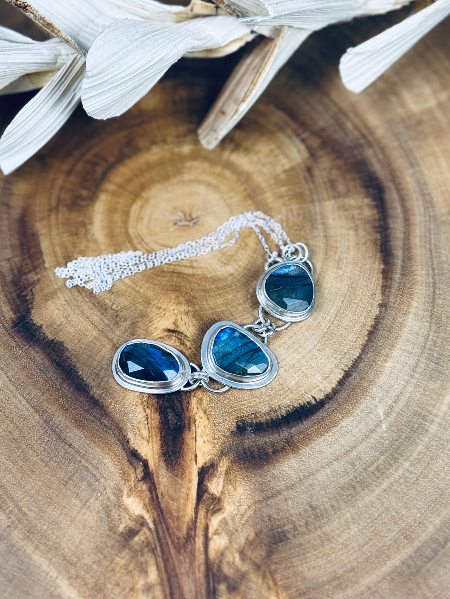 Sterling Silver Blue Flash Labradorite Pendant Necklace