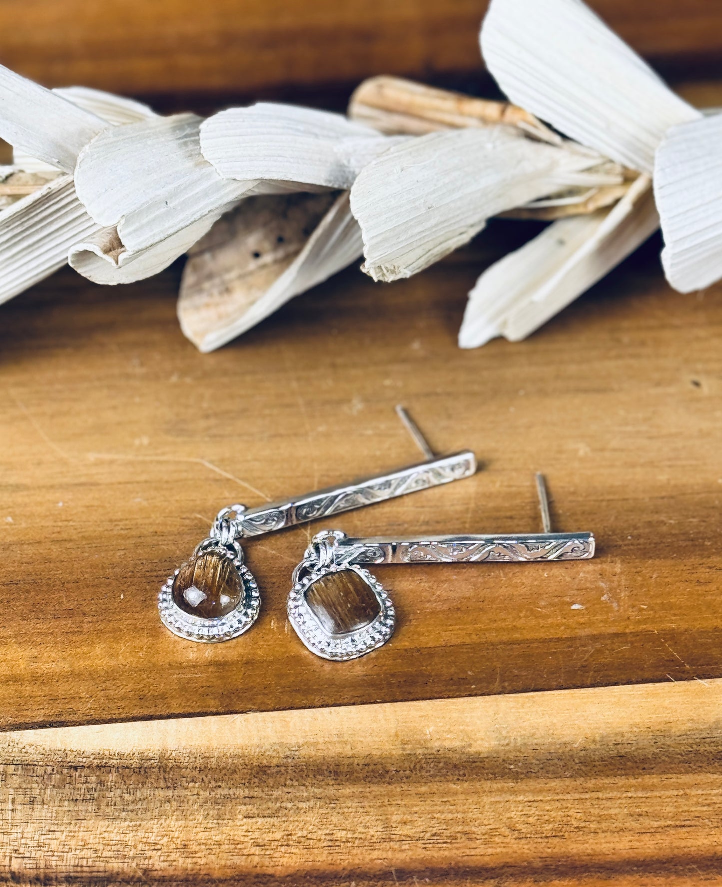 Copper Rutile Quartz Sterling Silver Earrings