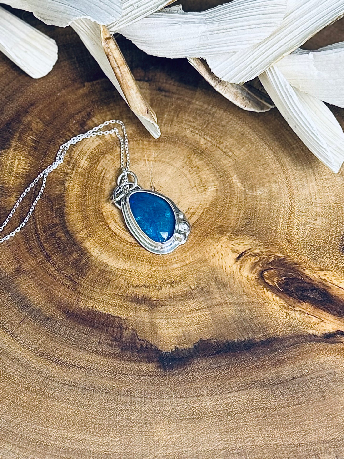 Sterling Silver Boulder Opal Doublet Pendant Necklace