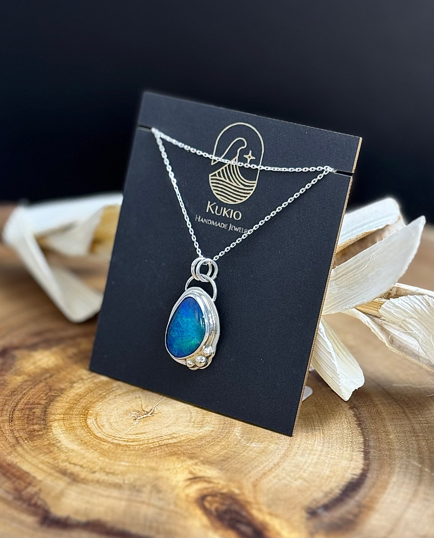 Sterling Silver Boulder Opal Doublet Pendant Necklace