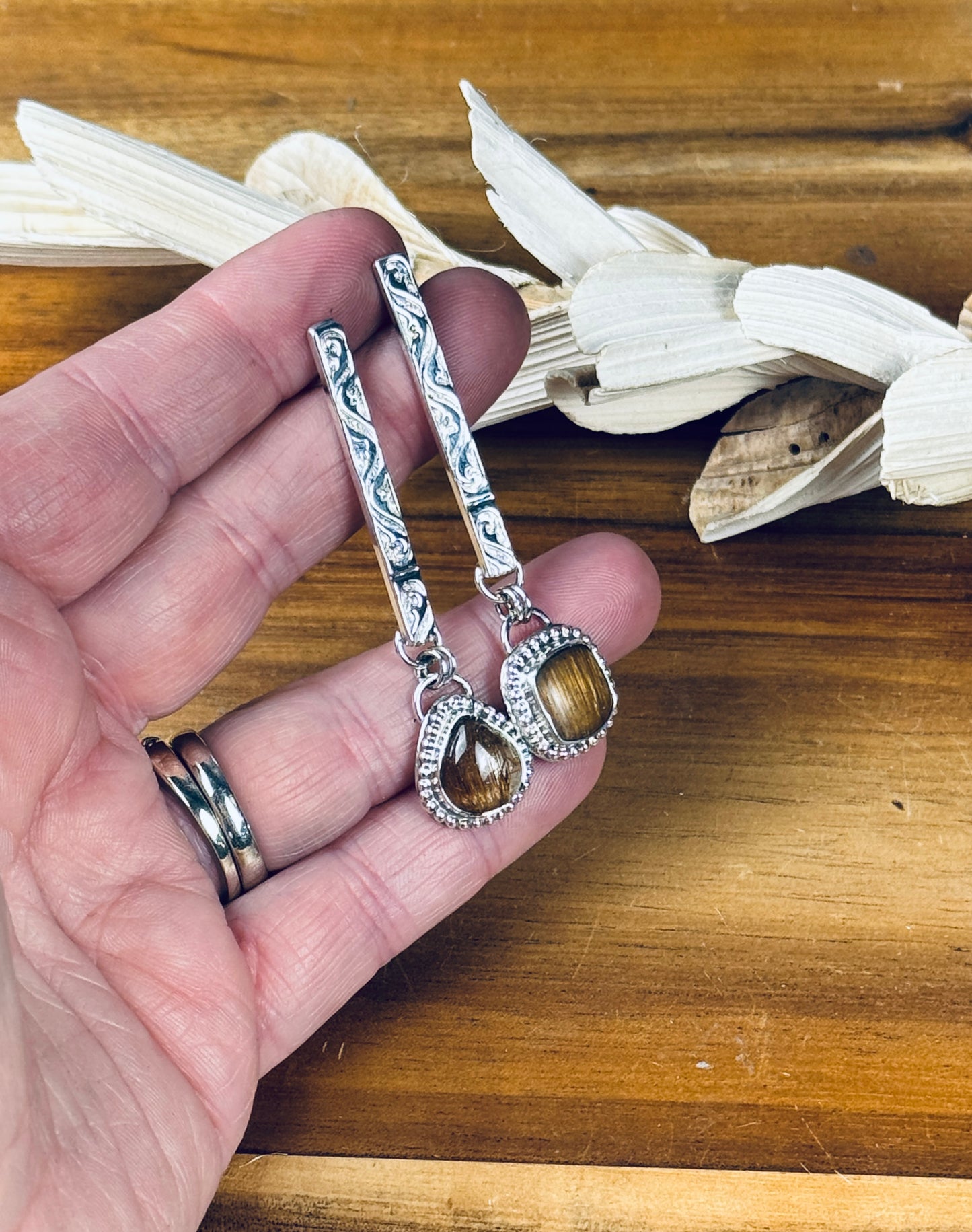 Copper Rutile Quartz Sterling Silver Earrings