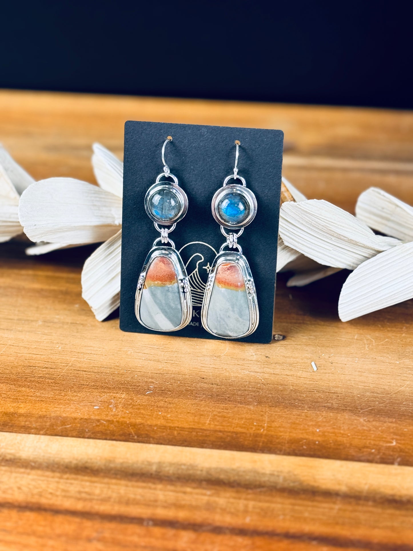 Sterling Silver Polychrome Jasper and Labradorite Earrings