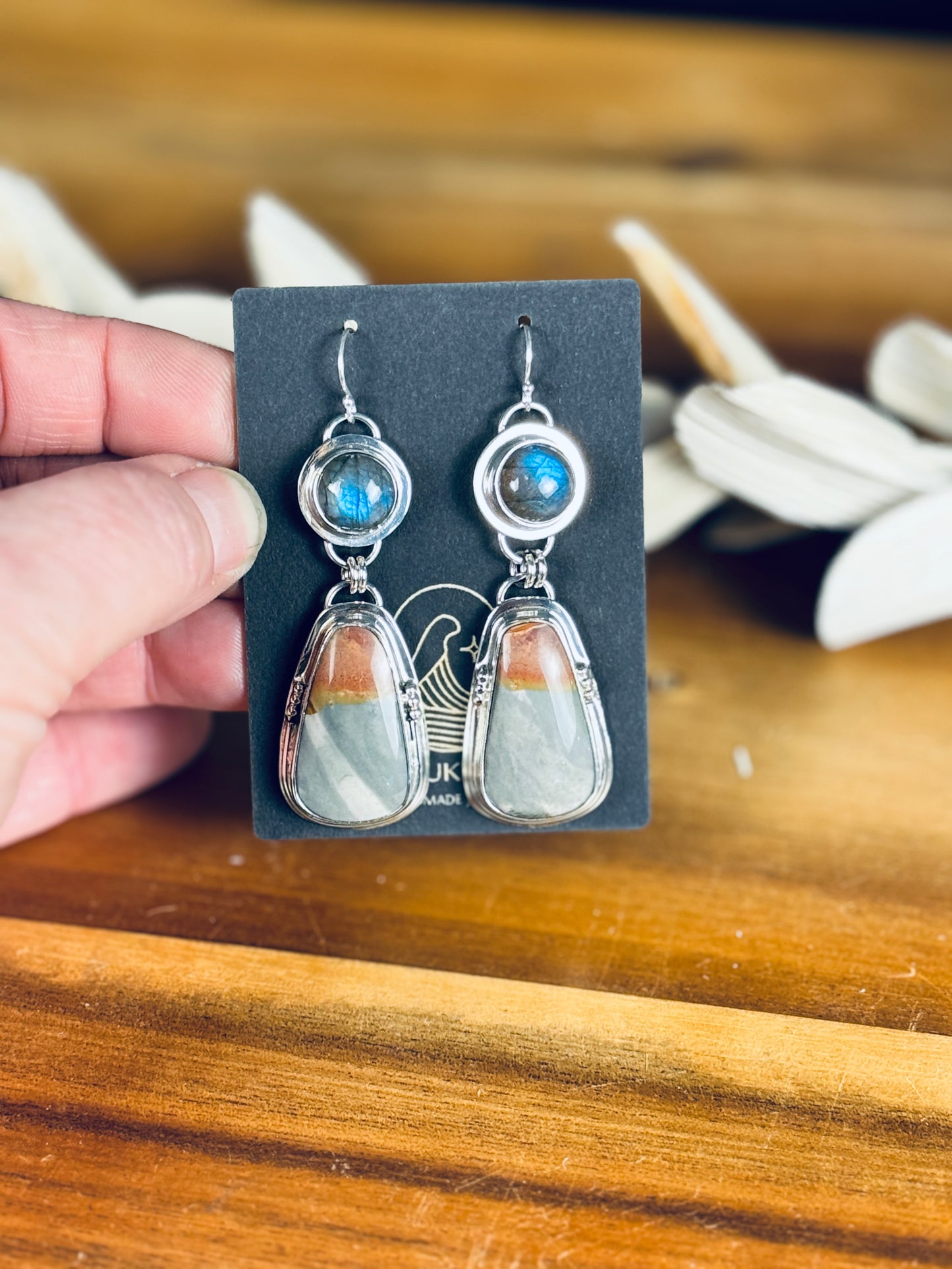 Sterling Silver Polychrome Jasper and Labradorite Earrings