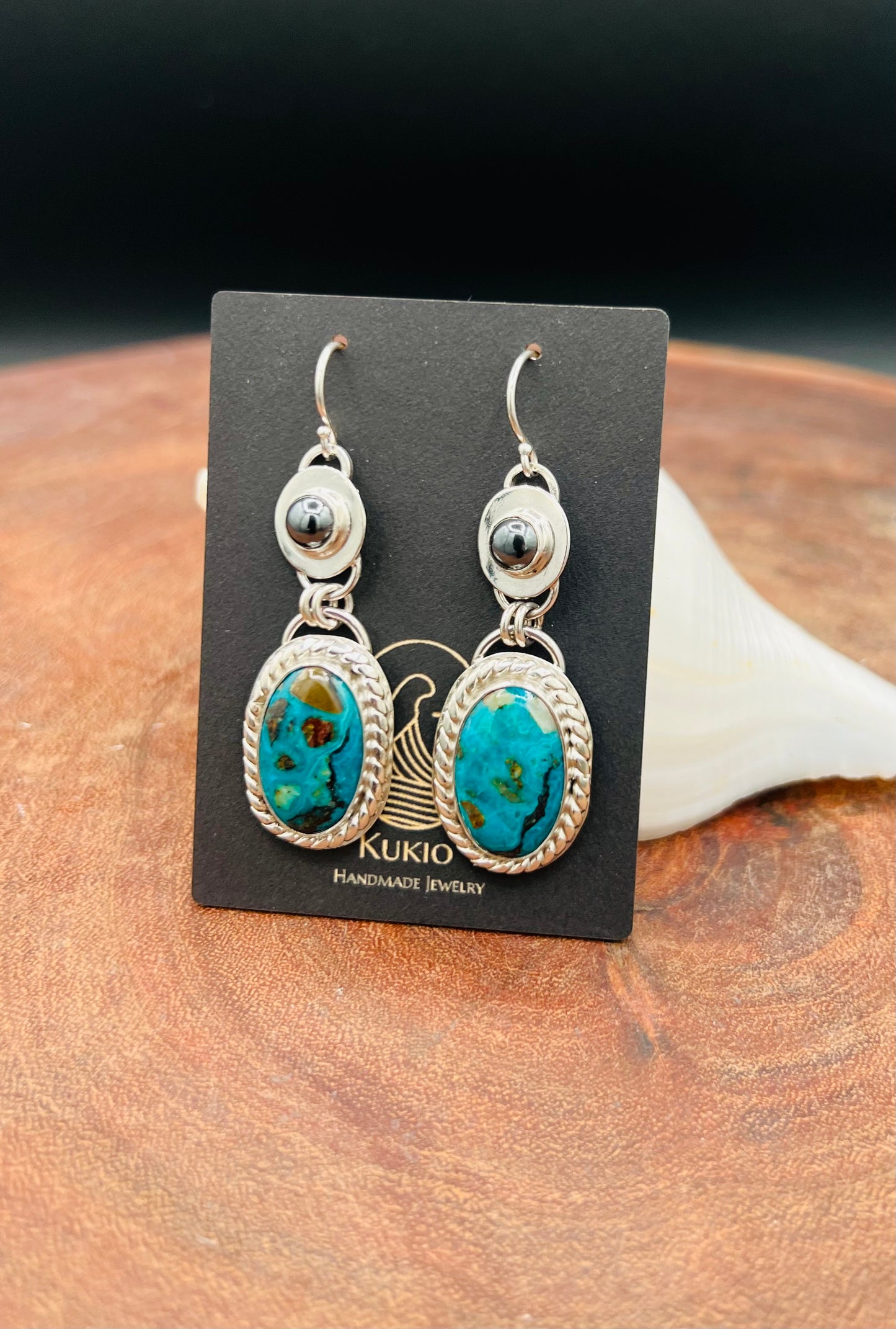 Amazonite and Hematite Sterling Silver Earrings