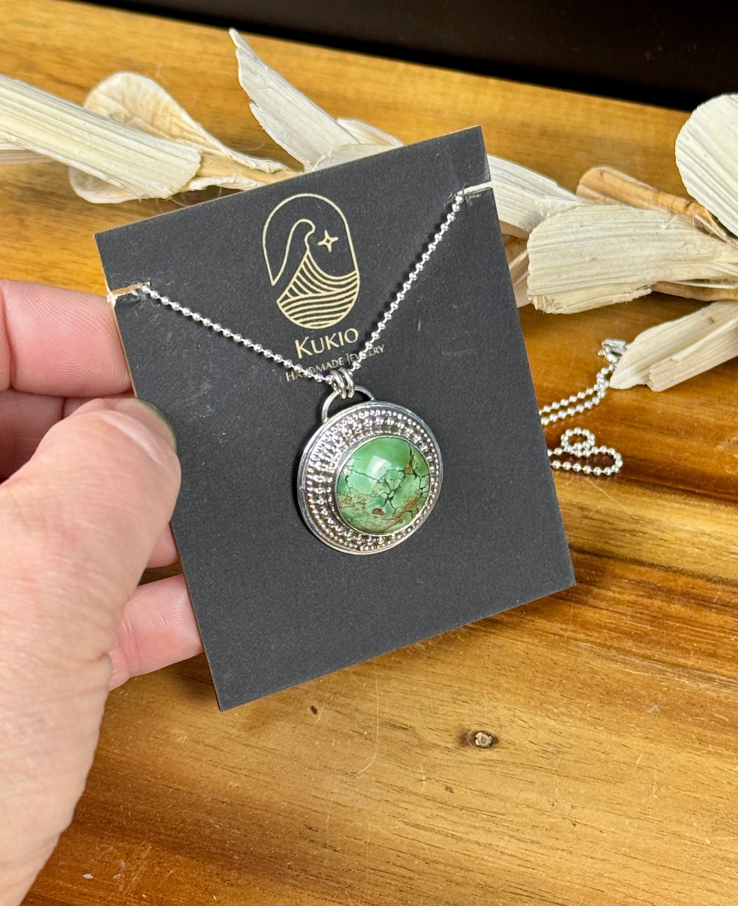 Sterling Silver Natural Amazon Green Turquoise Pendant