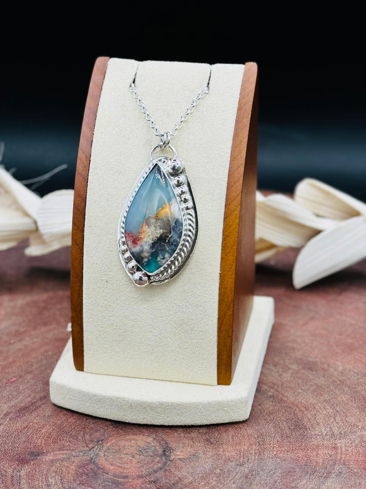 Bella Vista Plume Agate Doublet Sterling Silver Pendant