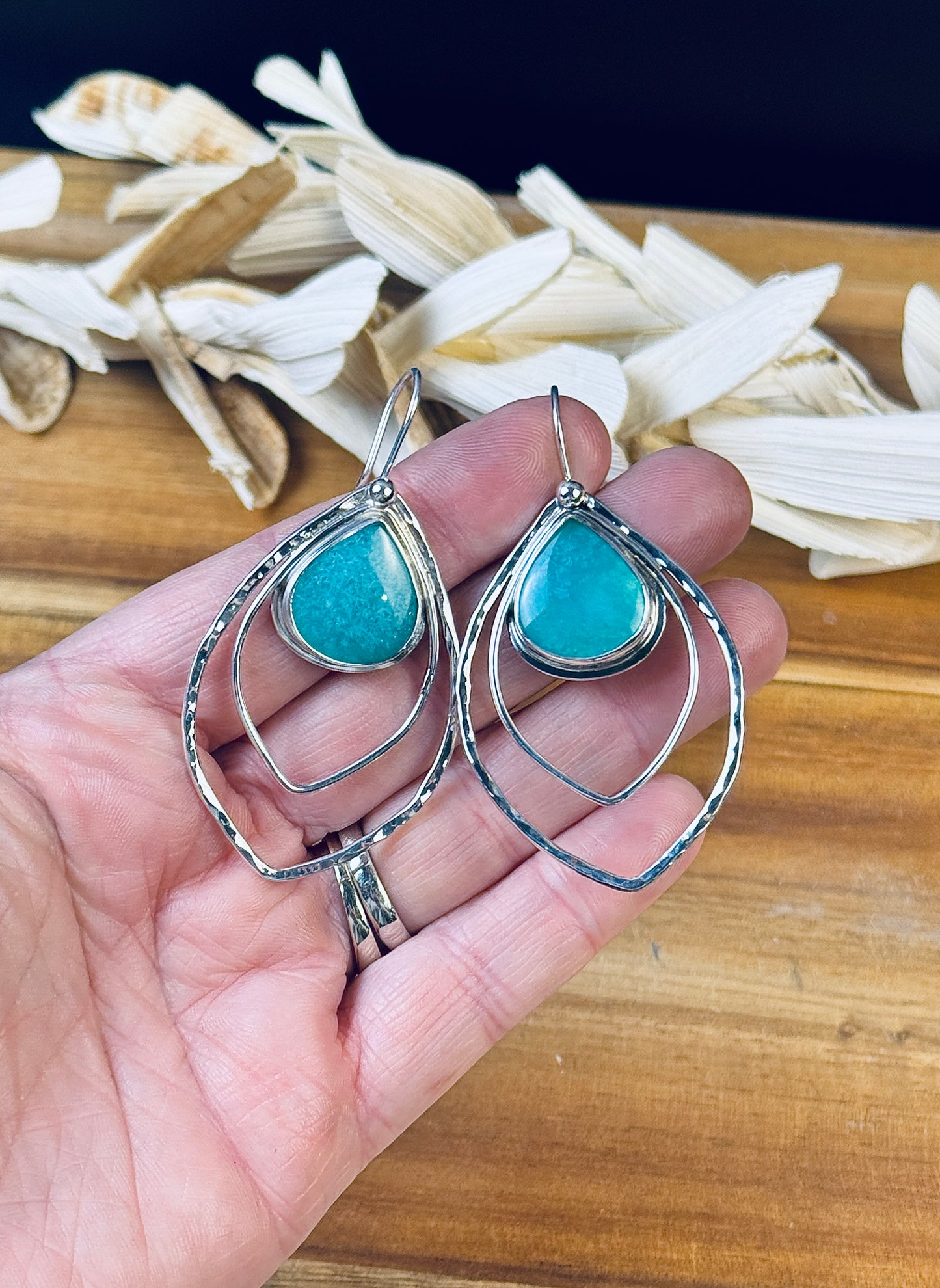 Sterling Silver Gem Silica Earrings