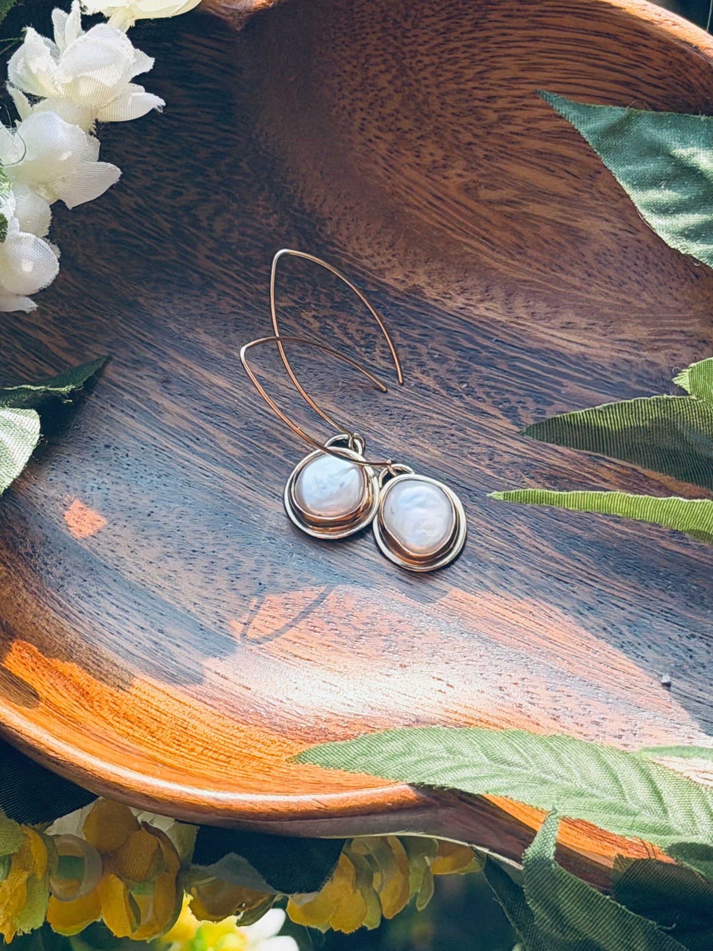 Gold Fill Coin Pearl Earrings