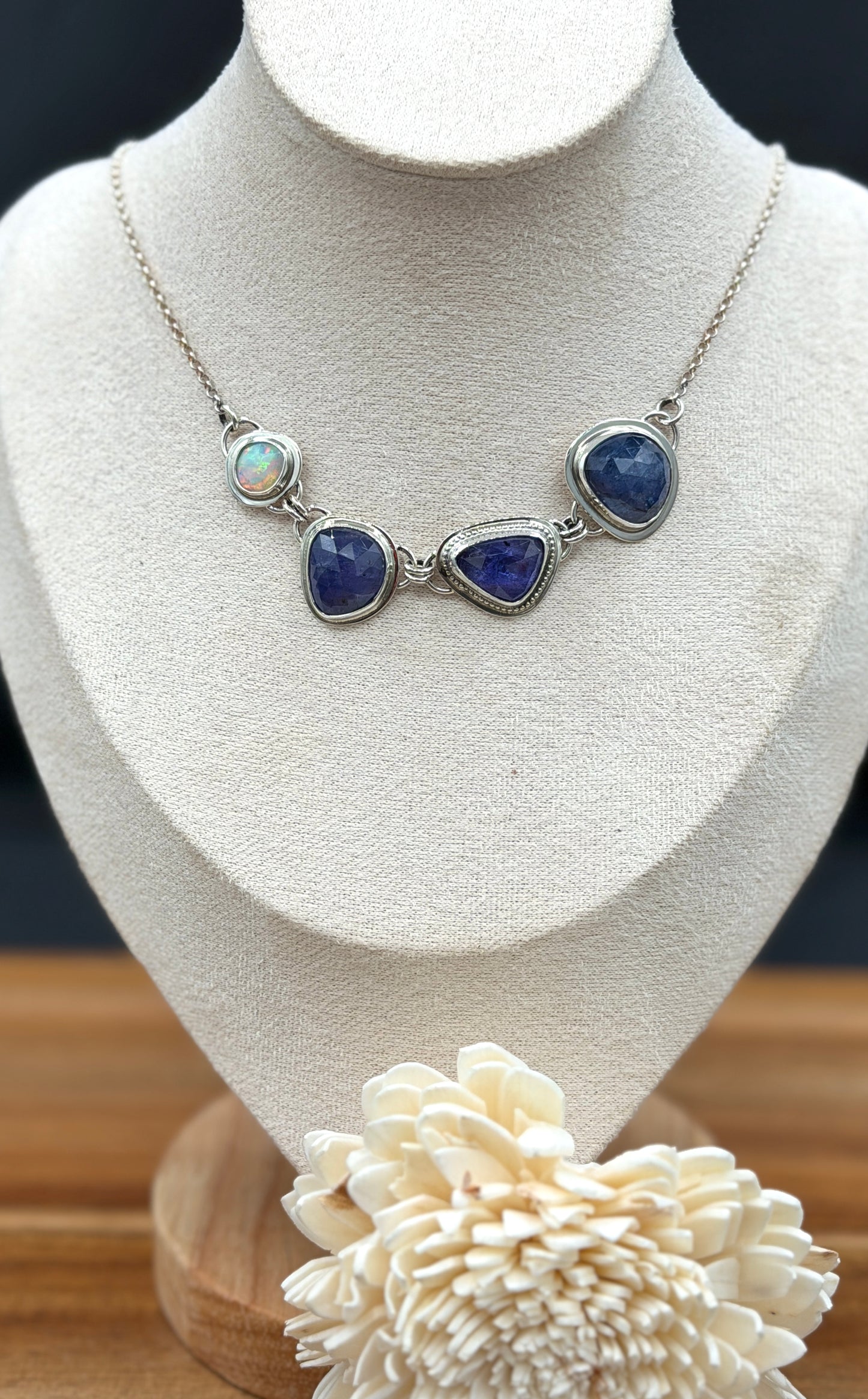 Tanzanite with Iolite and Opal Necklace